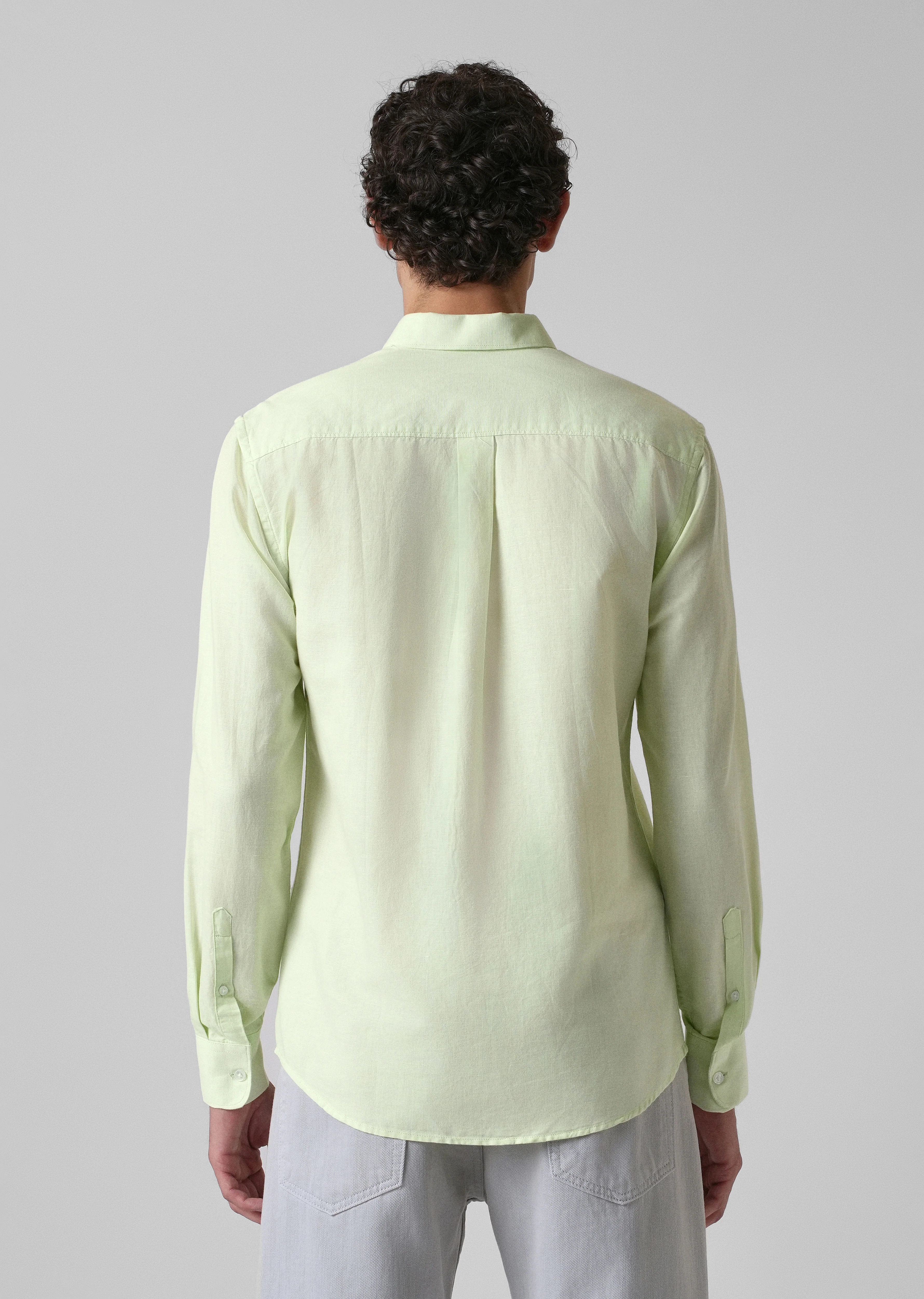 Mint Pastel Green Cotton Linen Shirt - Image 2