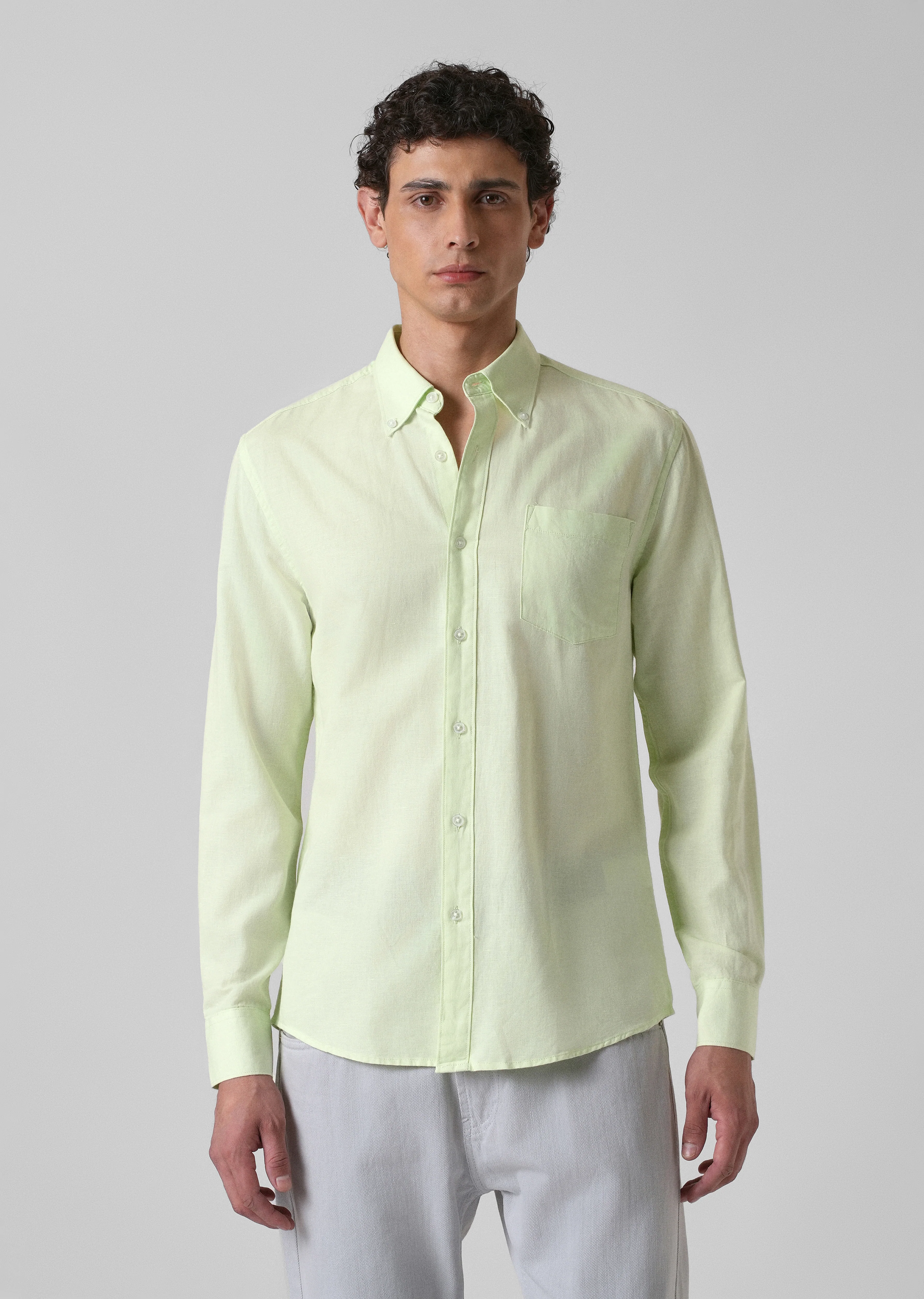 Mint Pastel Green Cotton Linen Shirt - Image 3