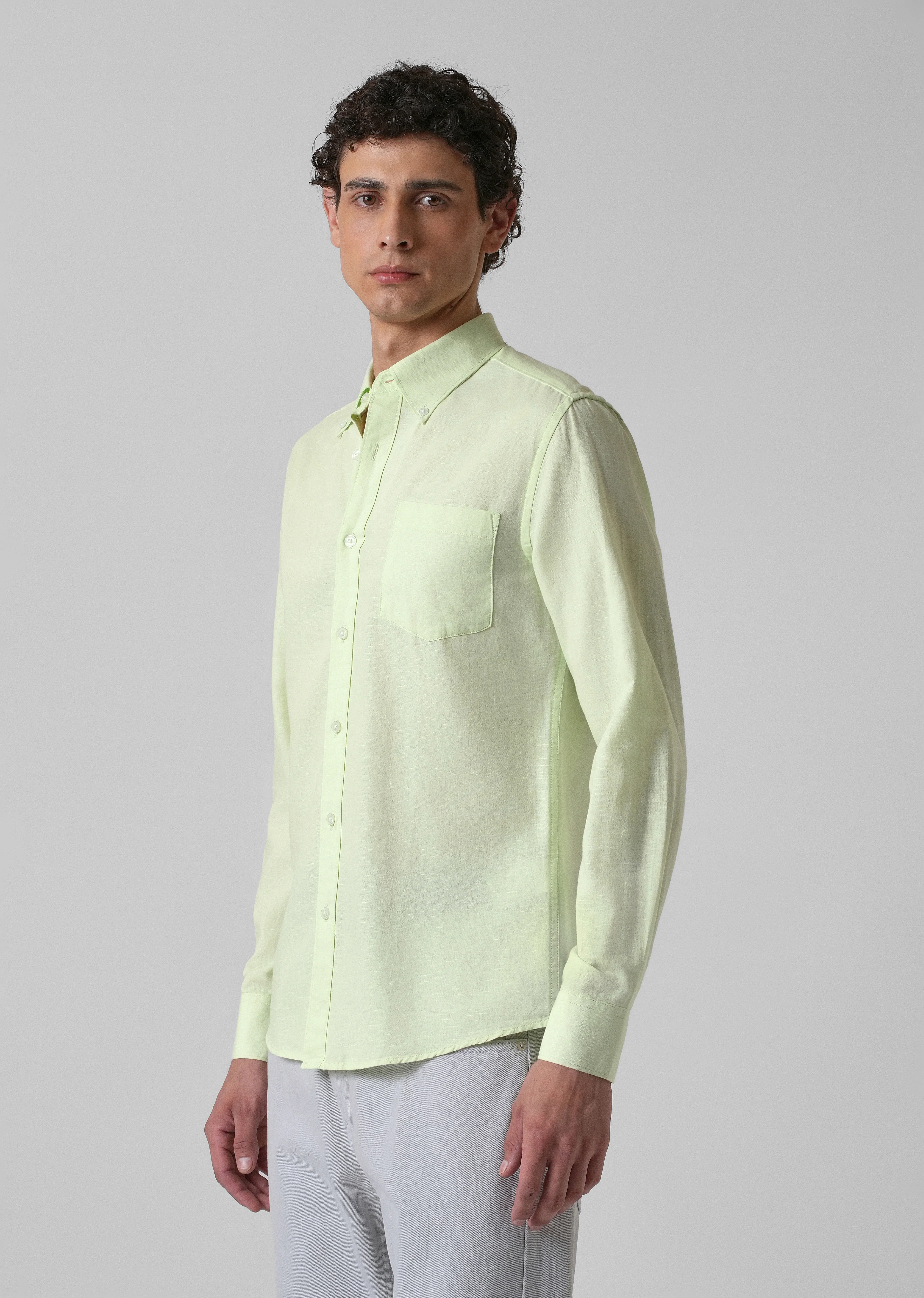 Mint Pastel Green Cotton Linen Shirt - Image 4