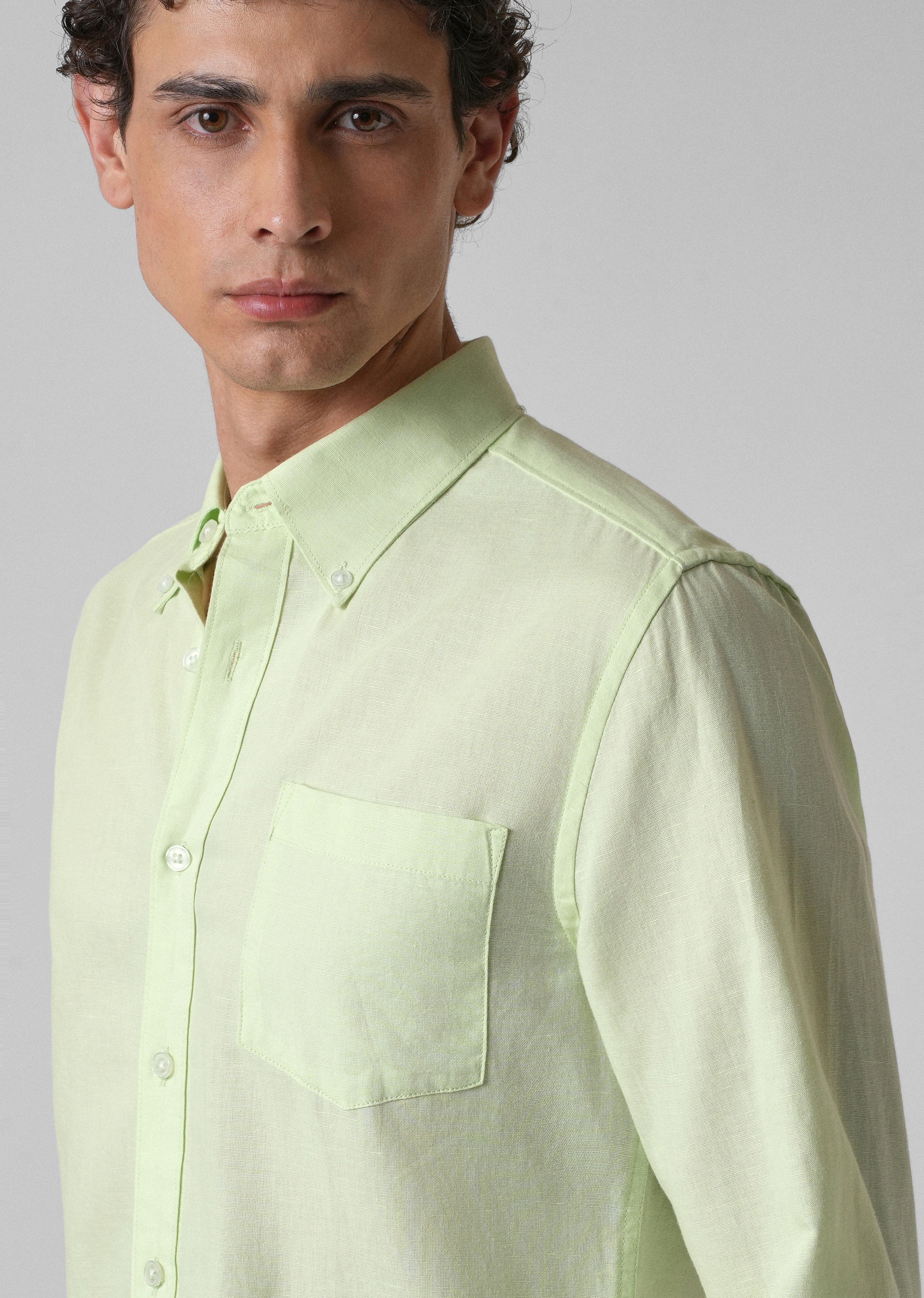 Mint Pastel Green Cotton Linen Shirt - Image 5