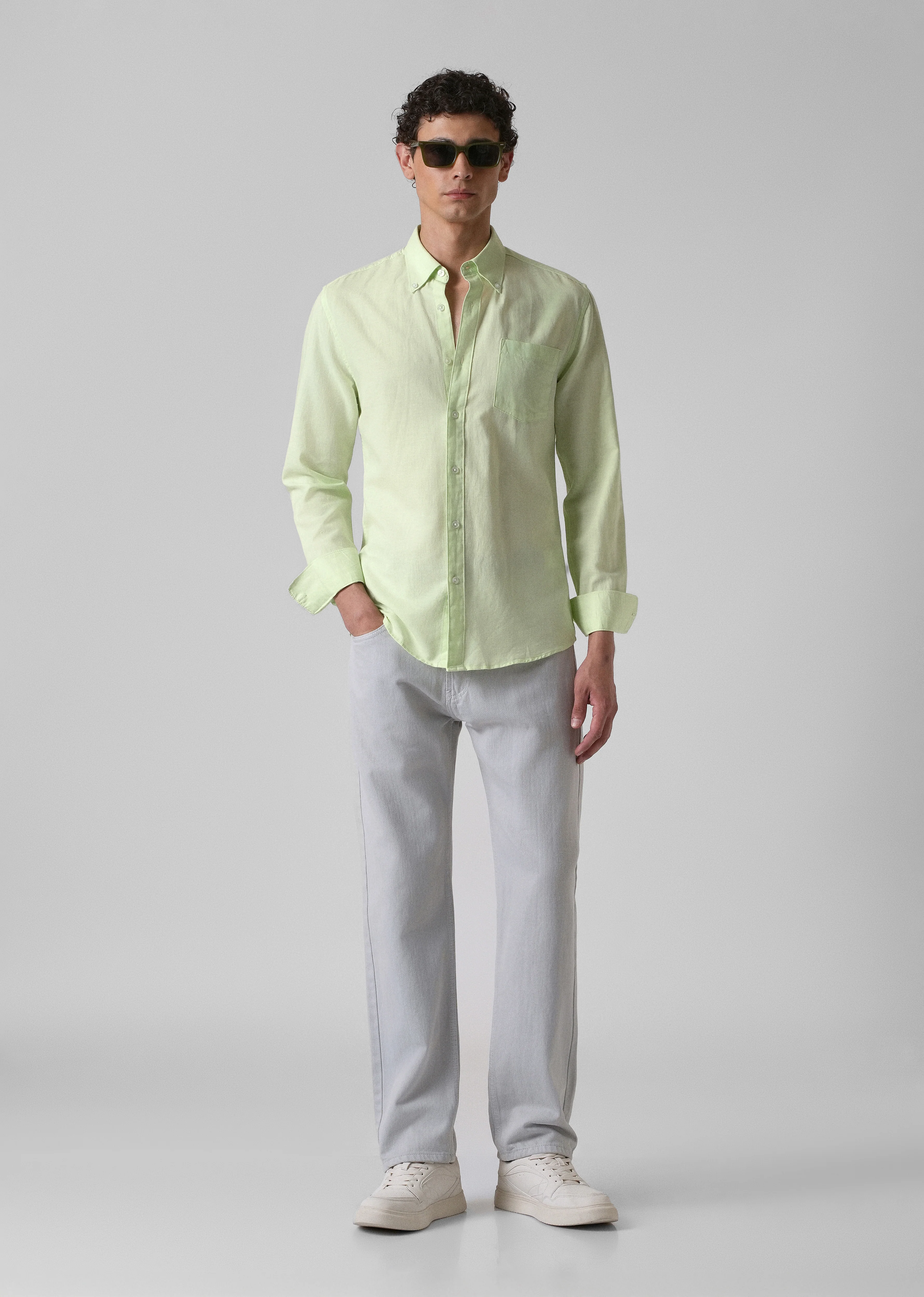 Mint Pastel Green Cotton Linen Shirt - Image 6