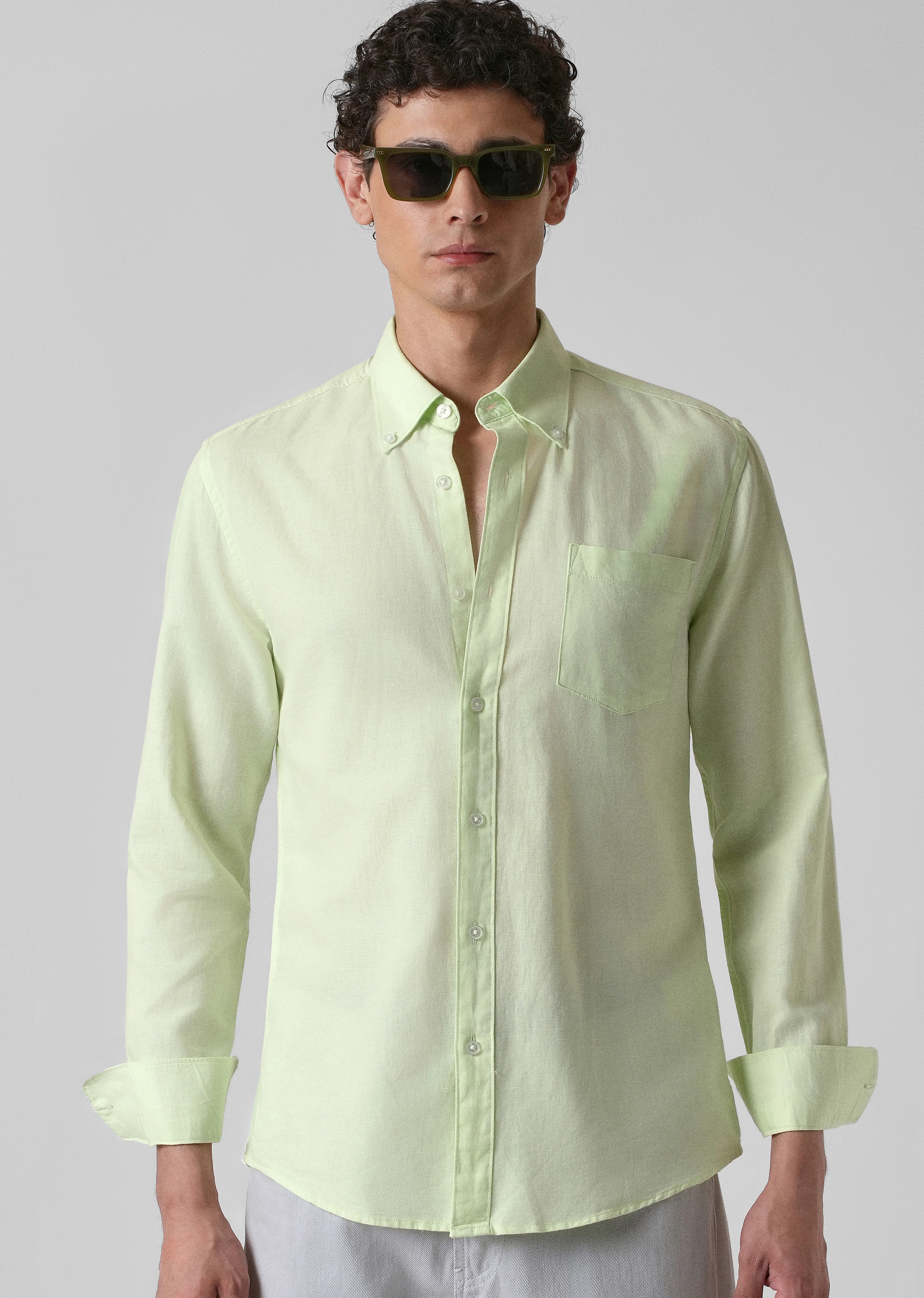 Mint Pastel Green Cotton Linen Shirt - Image 7
