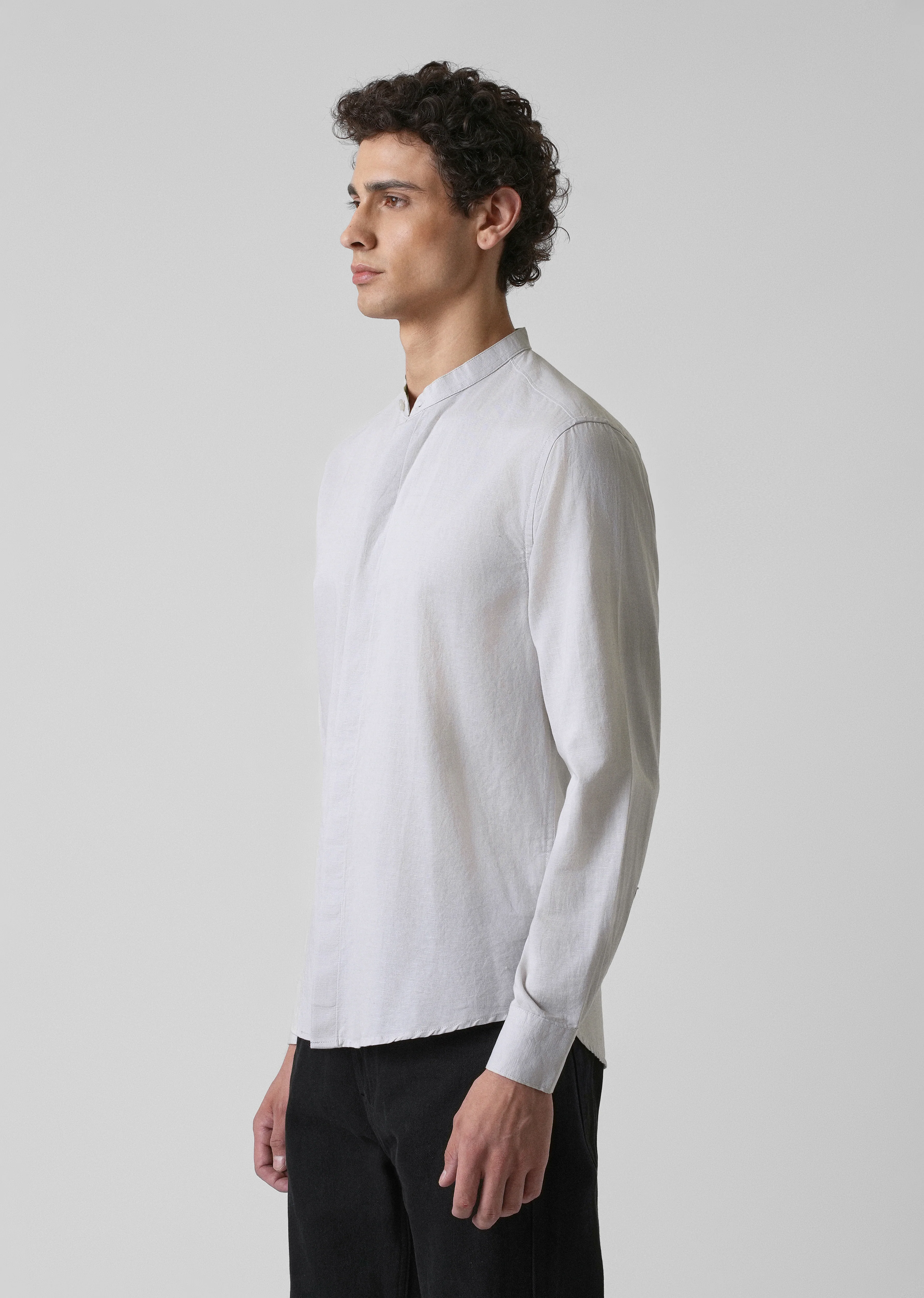 Mist Grey Cotton Linen Shirt - Image 4