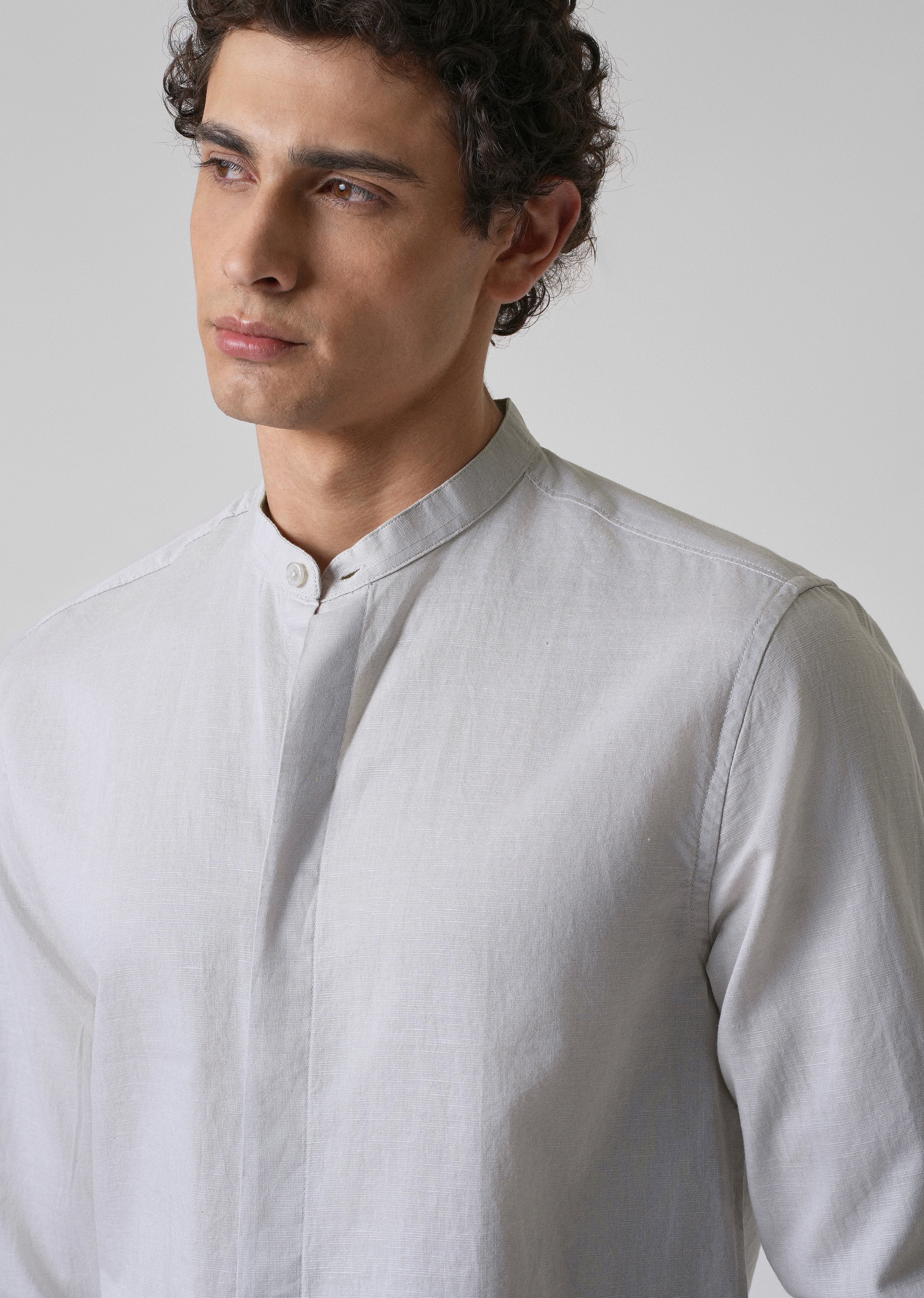 Mist Grey Cotton Linen Shirt - Image 5