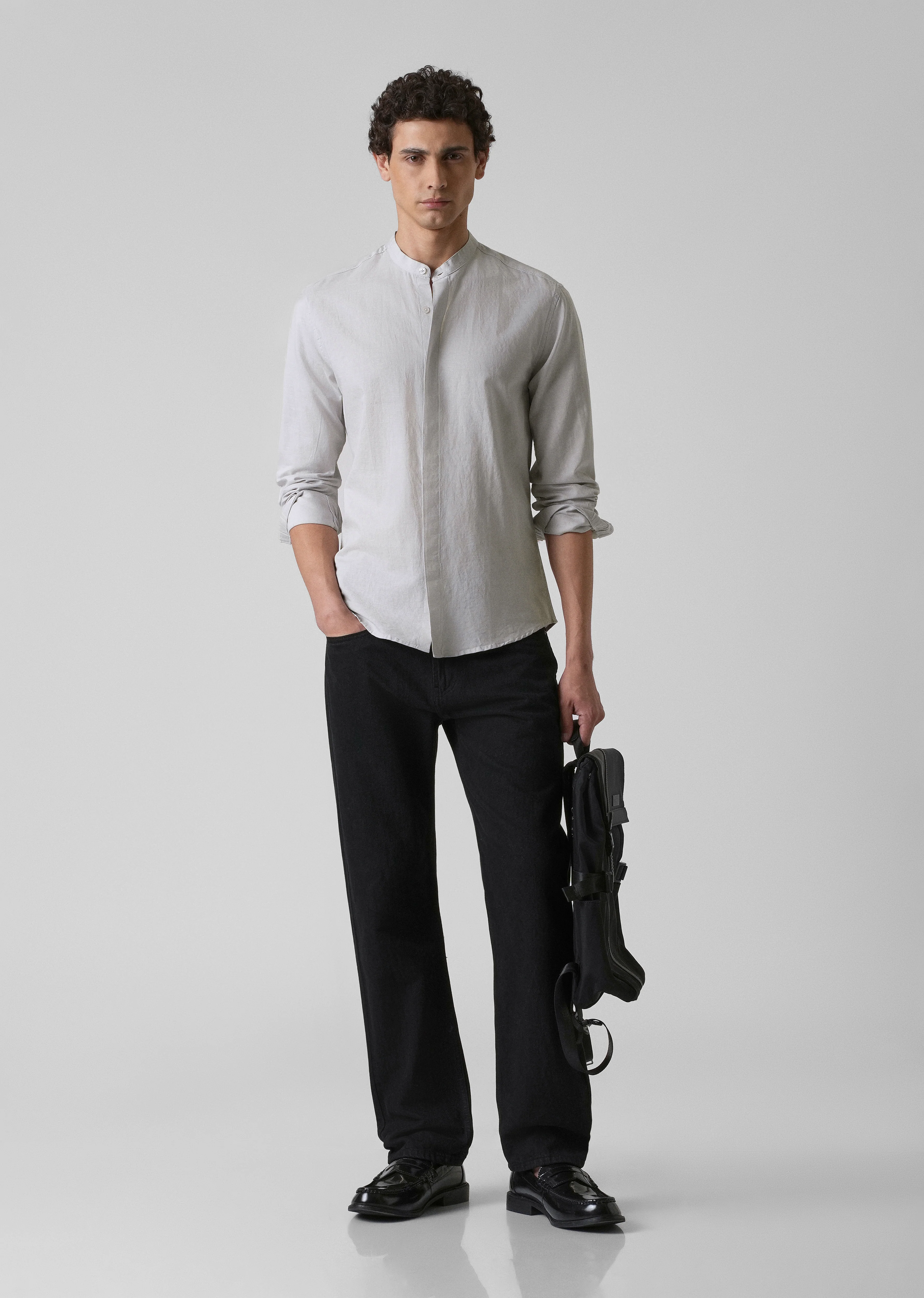 Mist Grey Cotton Linen Shirt - Image 6