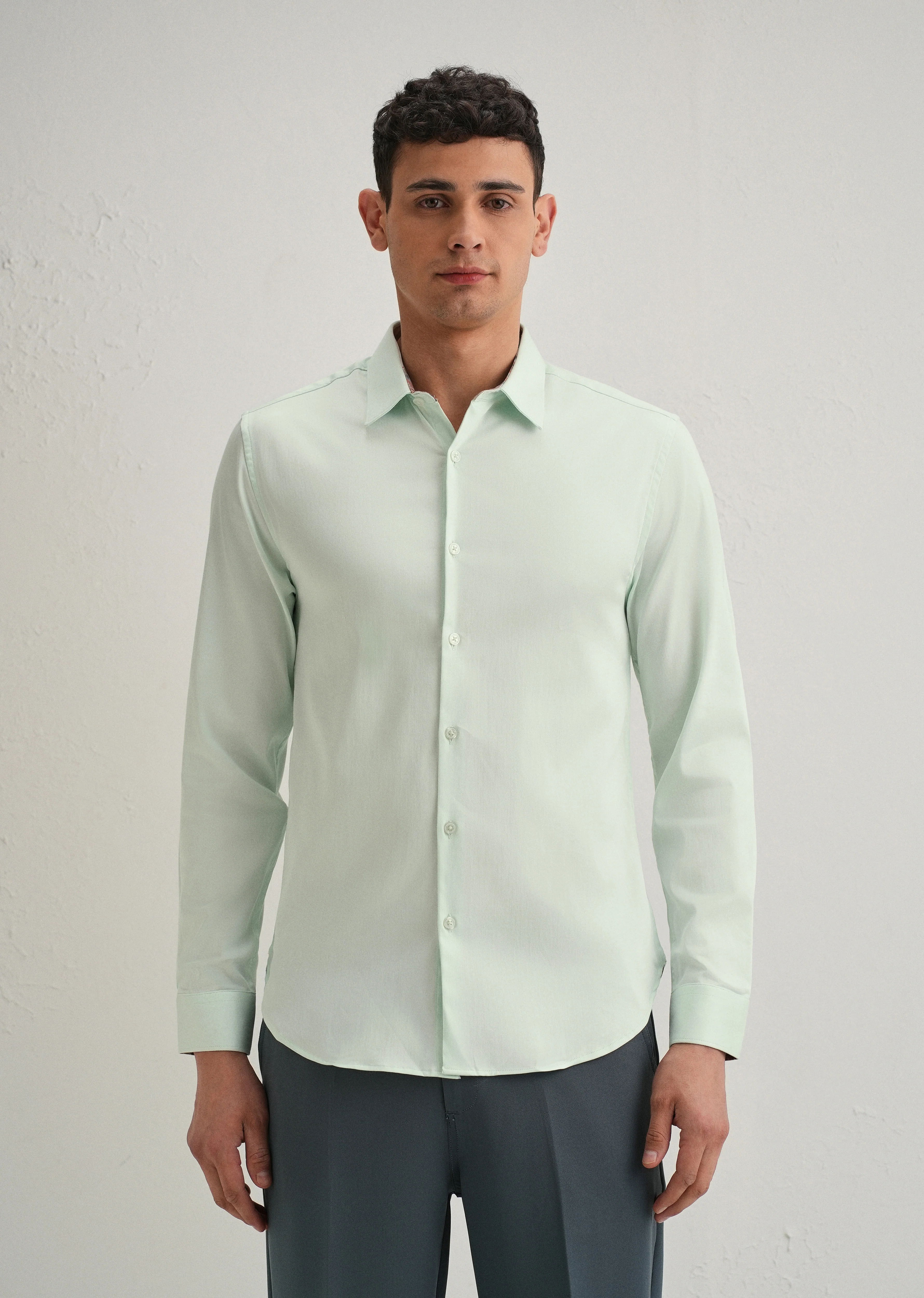 Misty Green Printed Cuff Shirt - Image 4