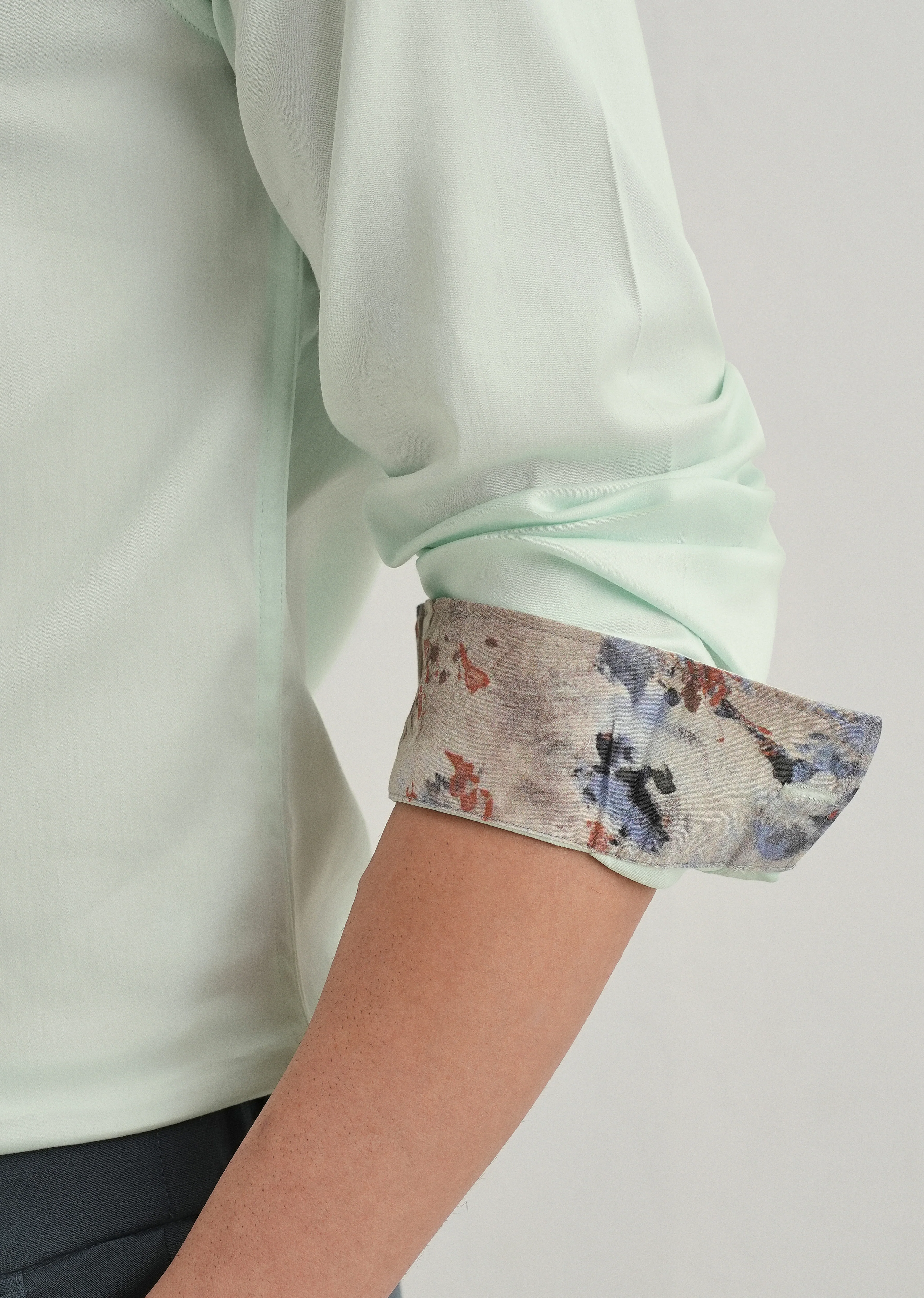 Misty Green Printed Cuff Shirt - Image 7