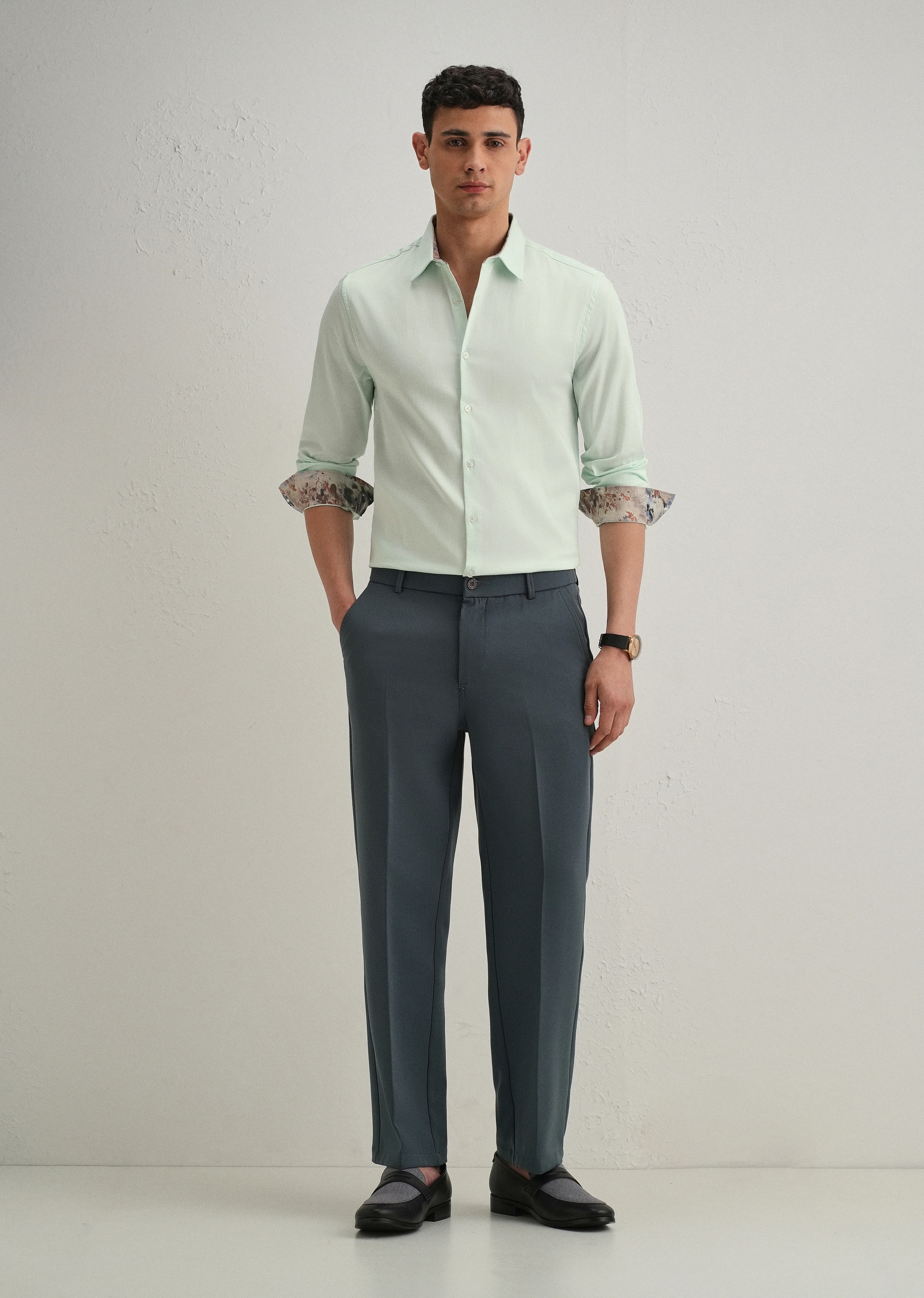 Misty Green Printed Cuff Shirt - Image 8