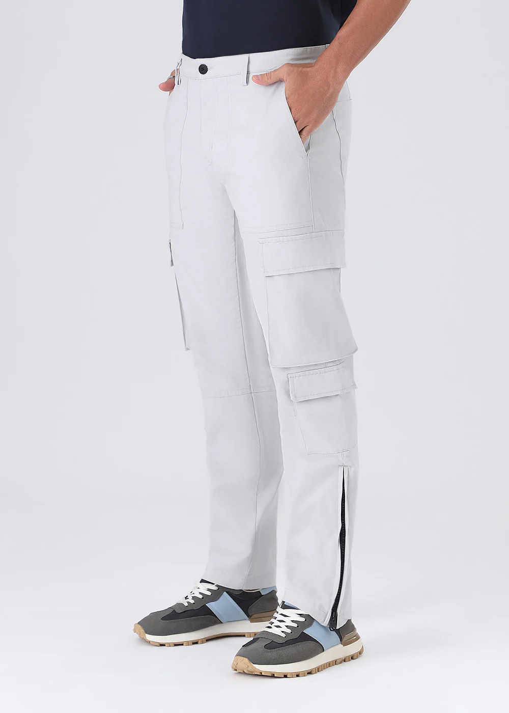 Misty Grey Zipper Cargo Pant - Image 6