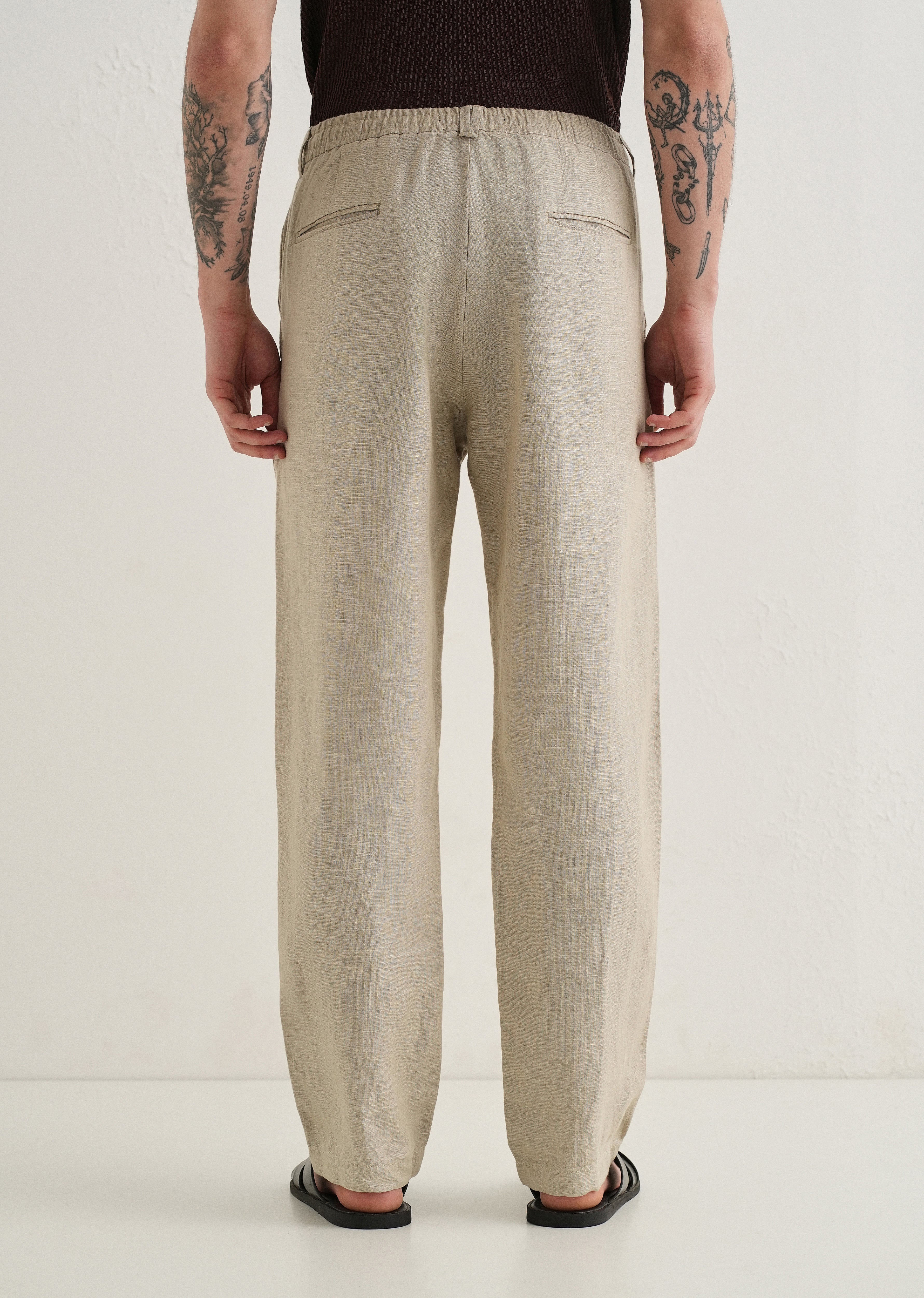 Mocha Beige Linen Pant - Image 2