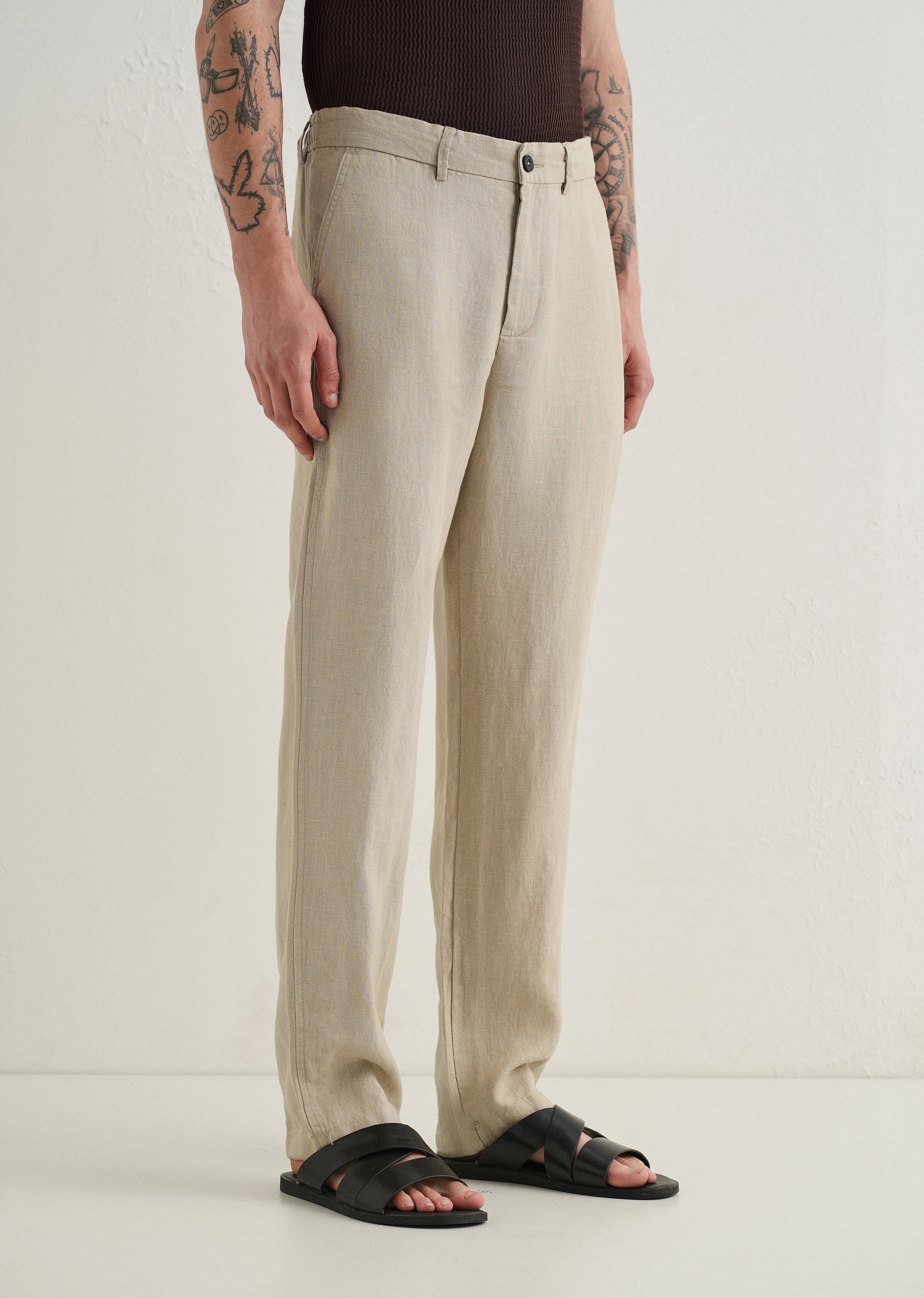 Mocha Beige Linen Pant - Image 4