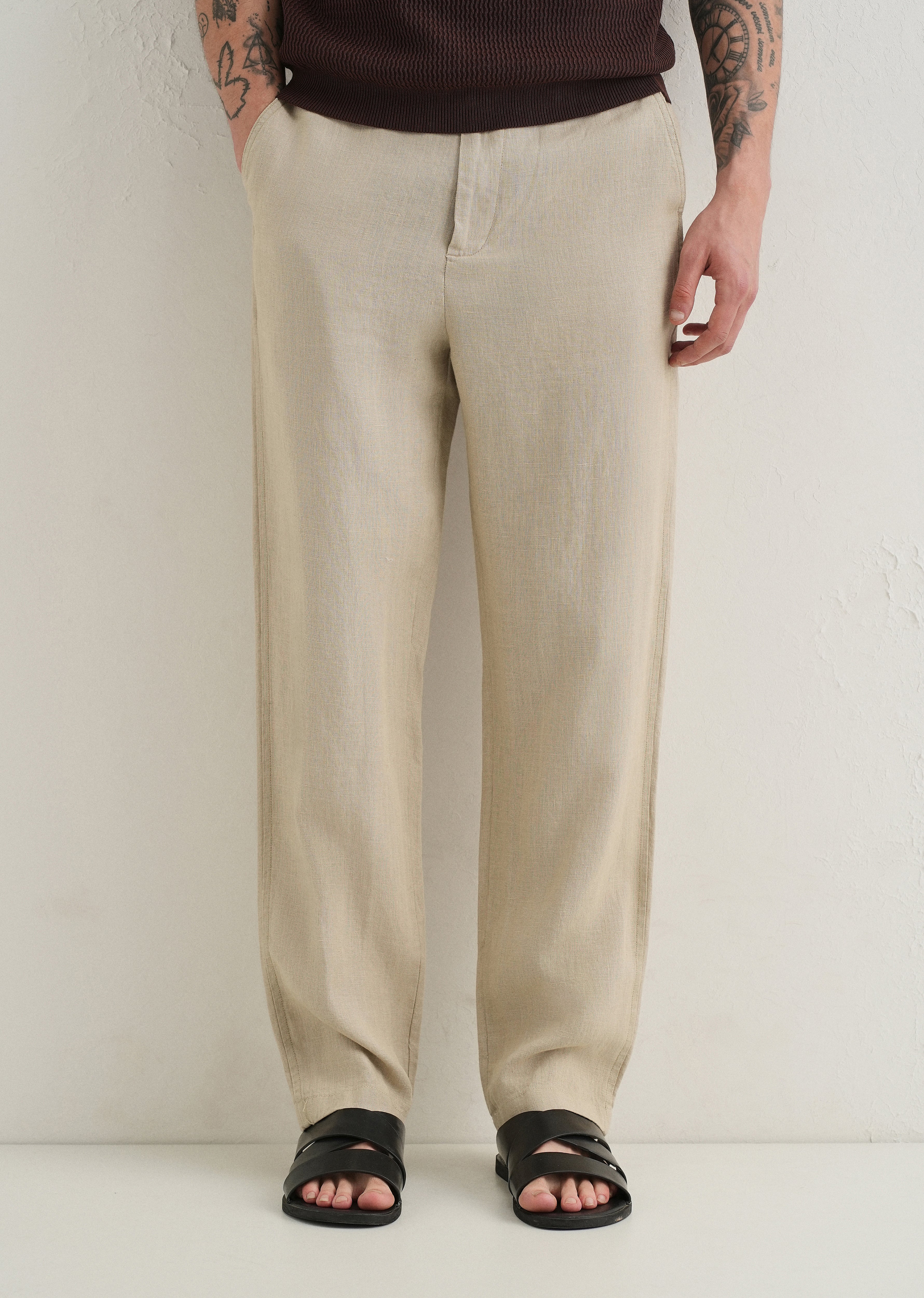 Mocha Beige Linen Pant - Image 7