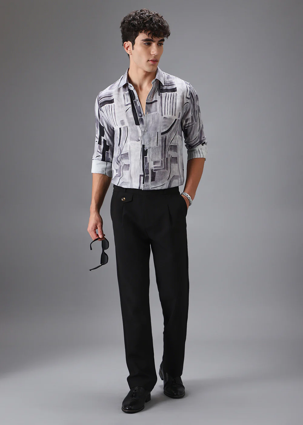 Monochrome Crushed Printed Shirt - Image 6