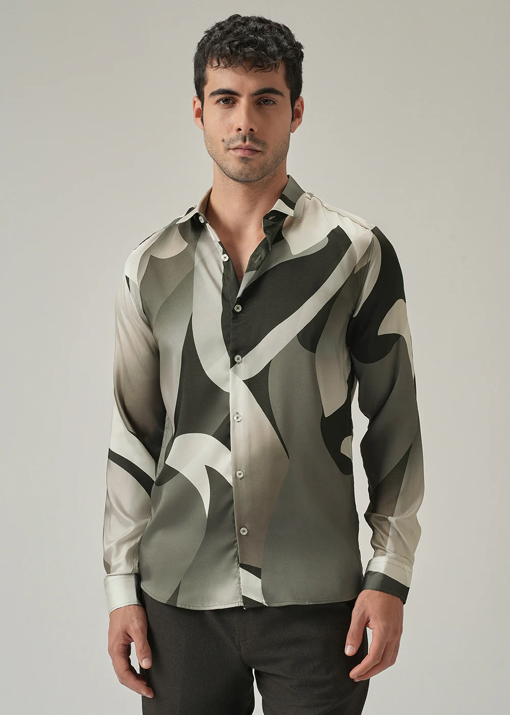 Monochrome Geometric Print Shirt - Image 3