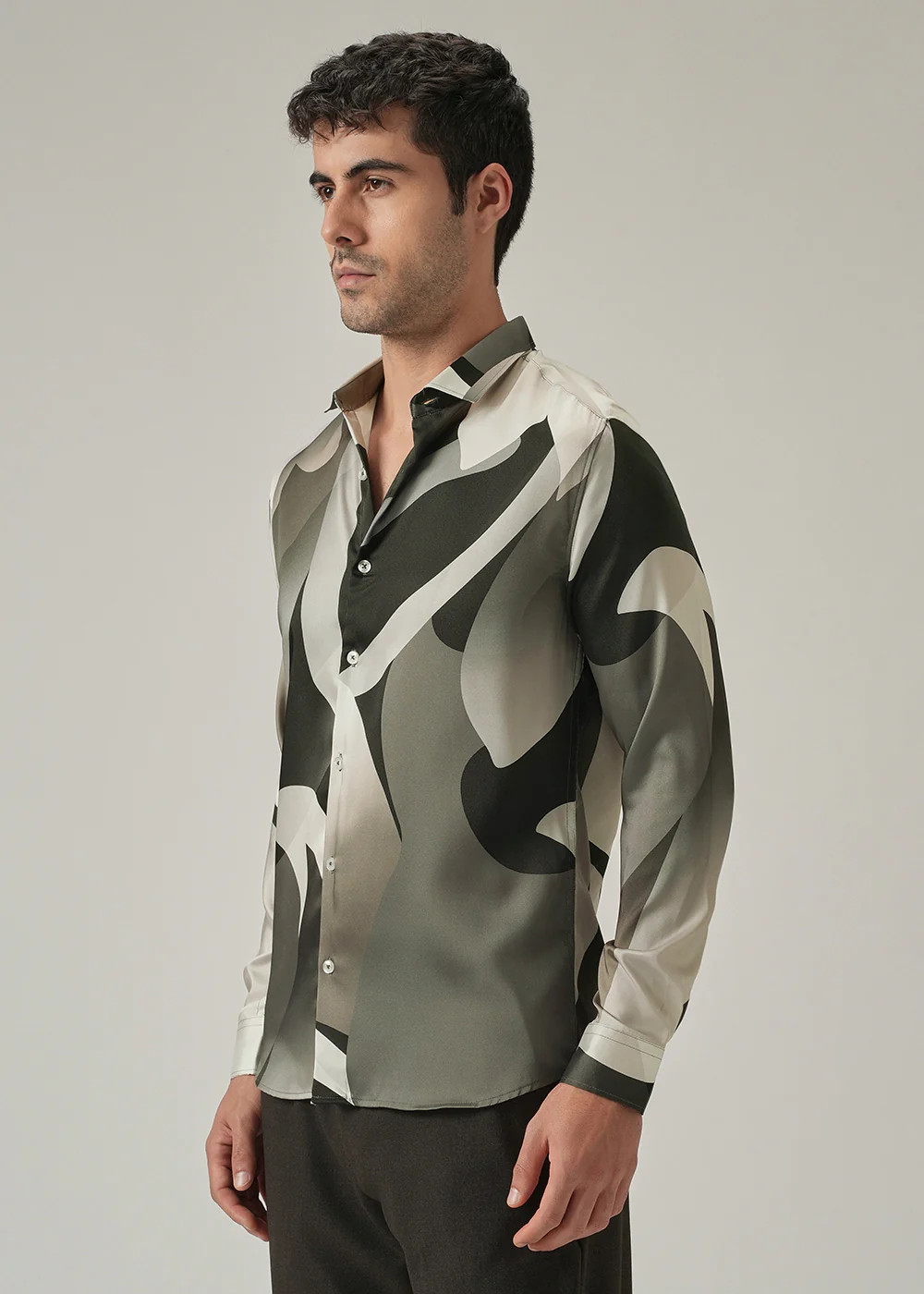 Monochrome Geometric Print Shirt - Image 4