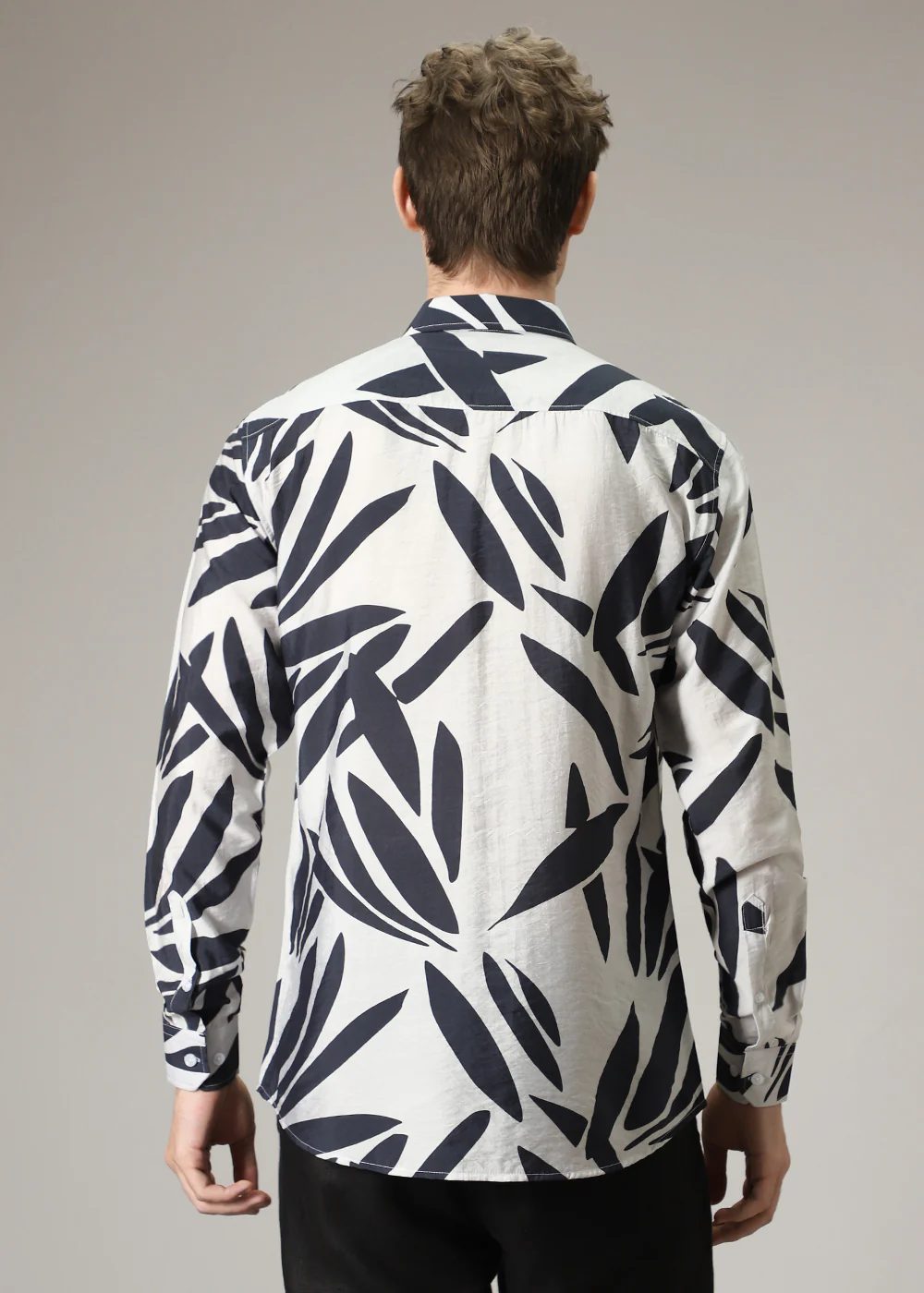 Monochrome Leaf Print Shirt - Image 4