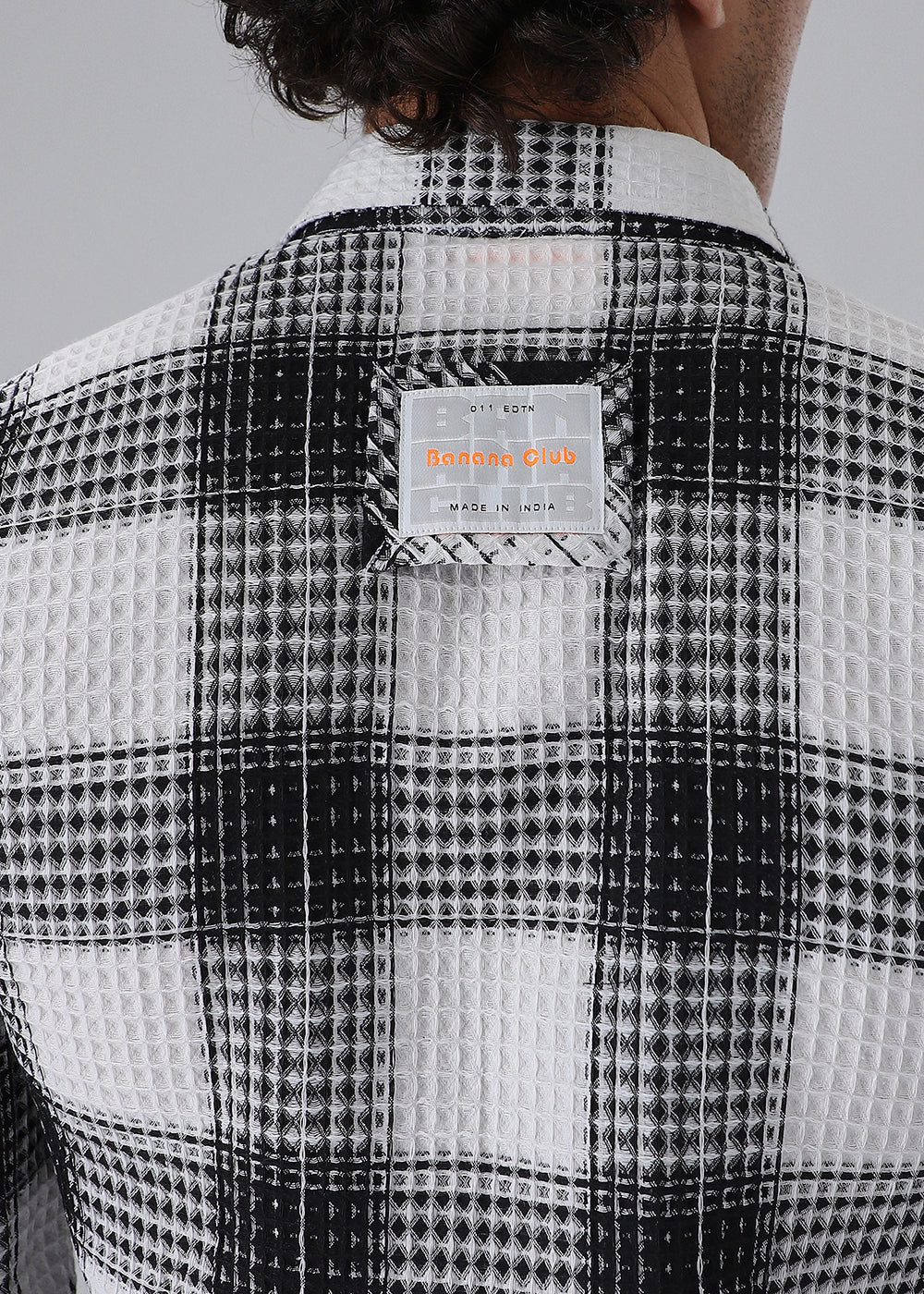 Monochrome Waffle Plaid Check Shirt - Image 2