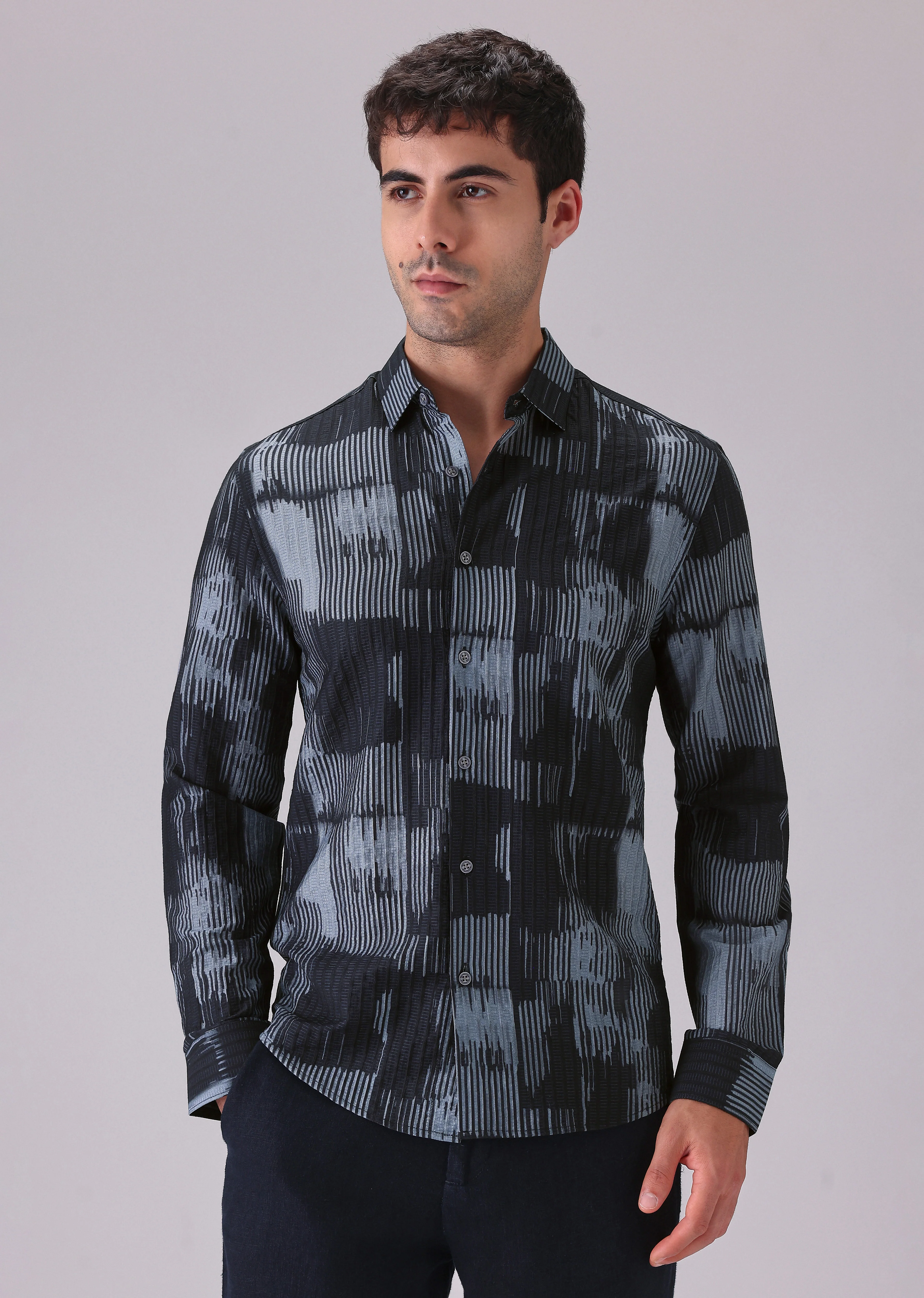 Monoline Blue printed shirt - Image 3