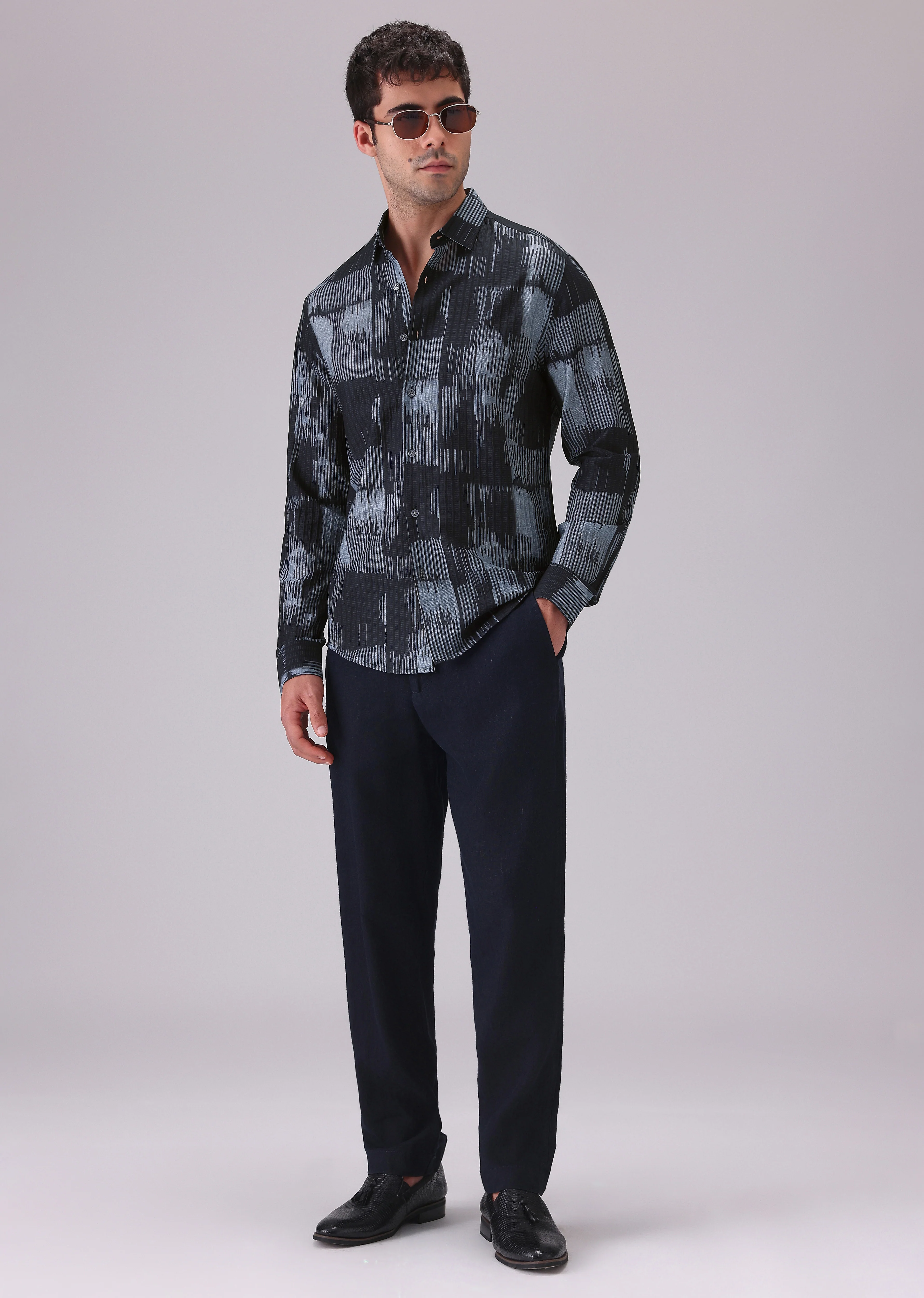 Monoline Blue printed shirt - Image 6