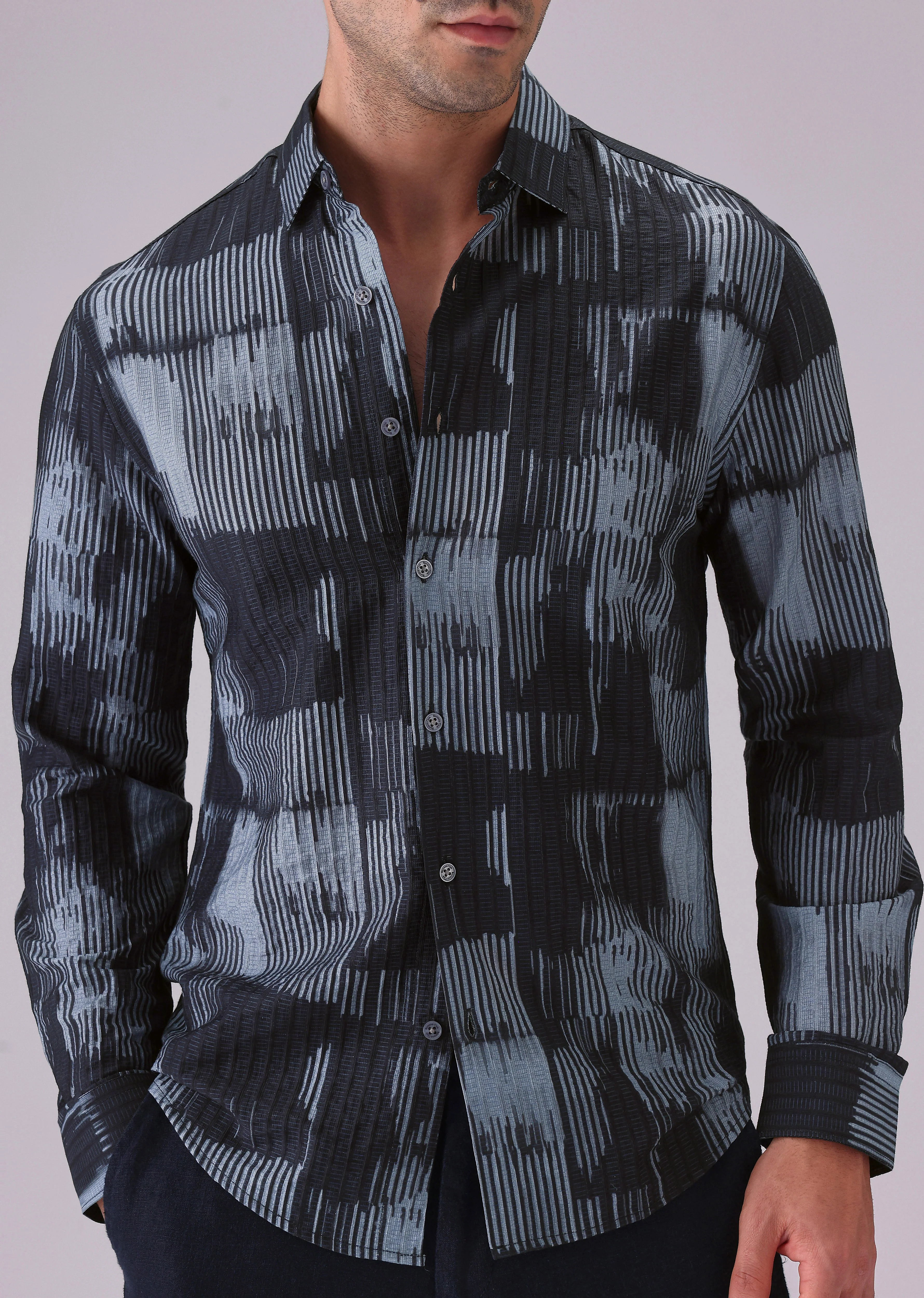 Monoline Blue printed shirt - Image 7