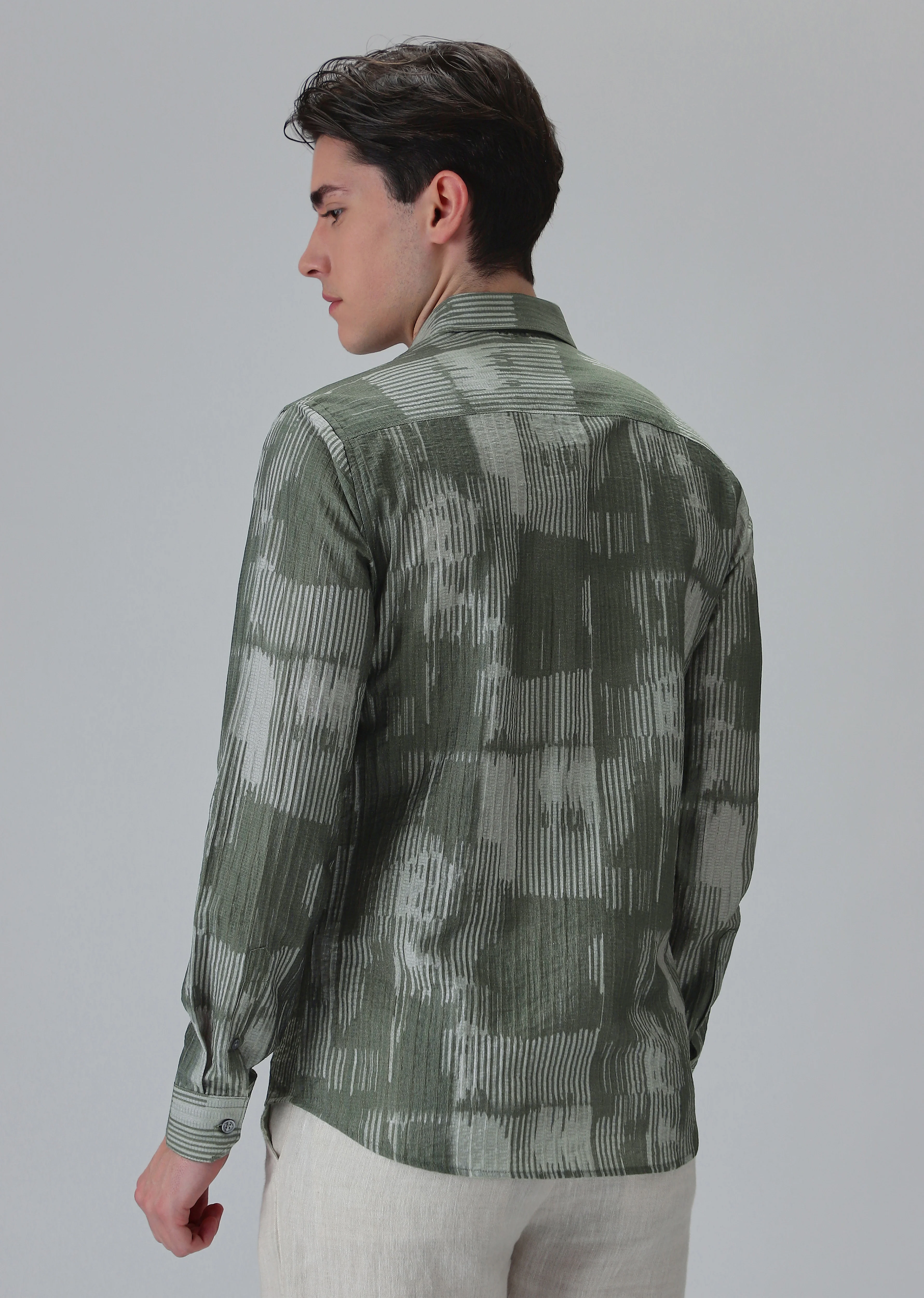 Monoline Green Printed Shirt - Image 2