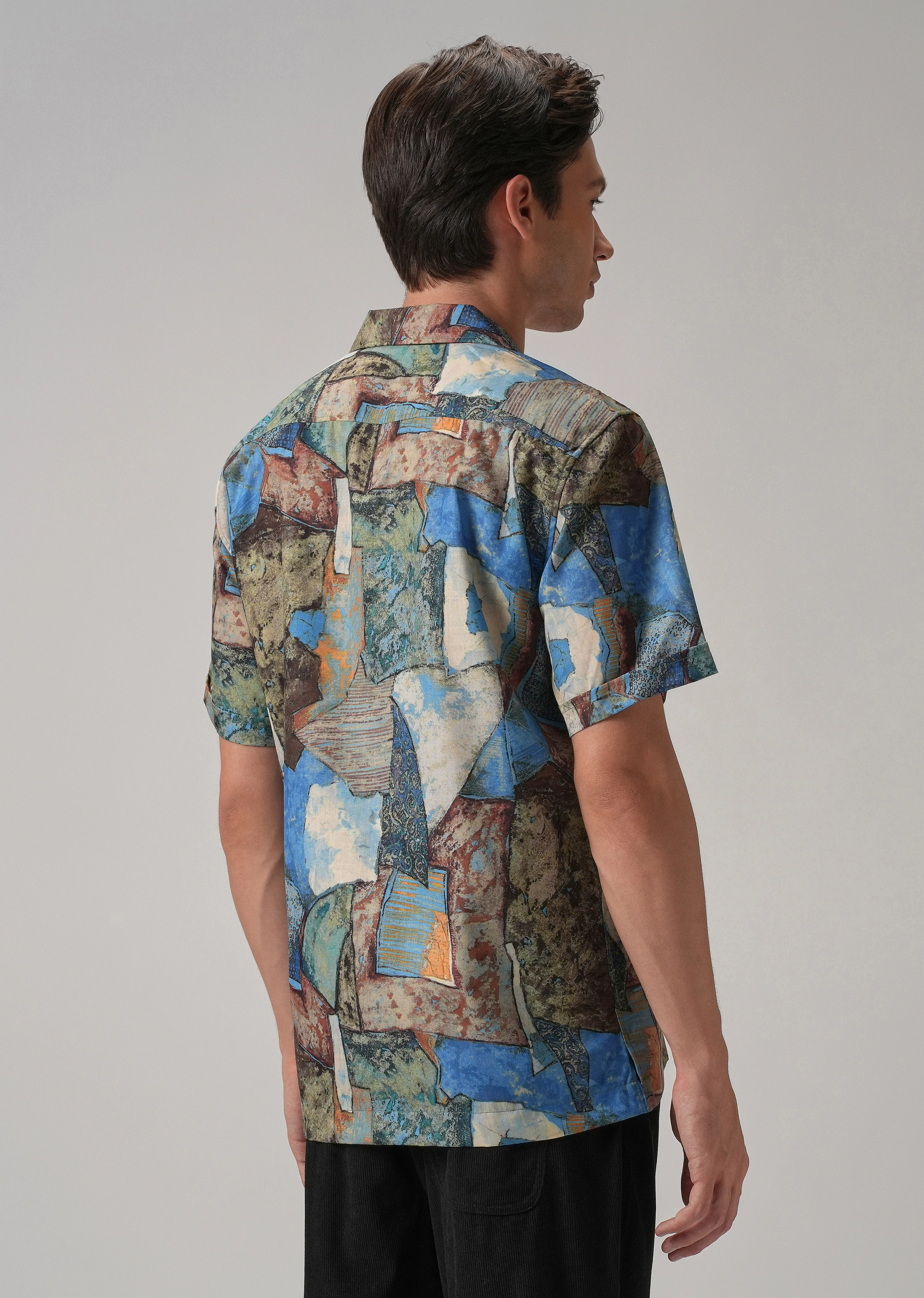 Mosaic Blue Half Sleeve Shirt - Image 2