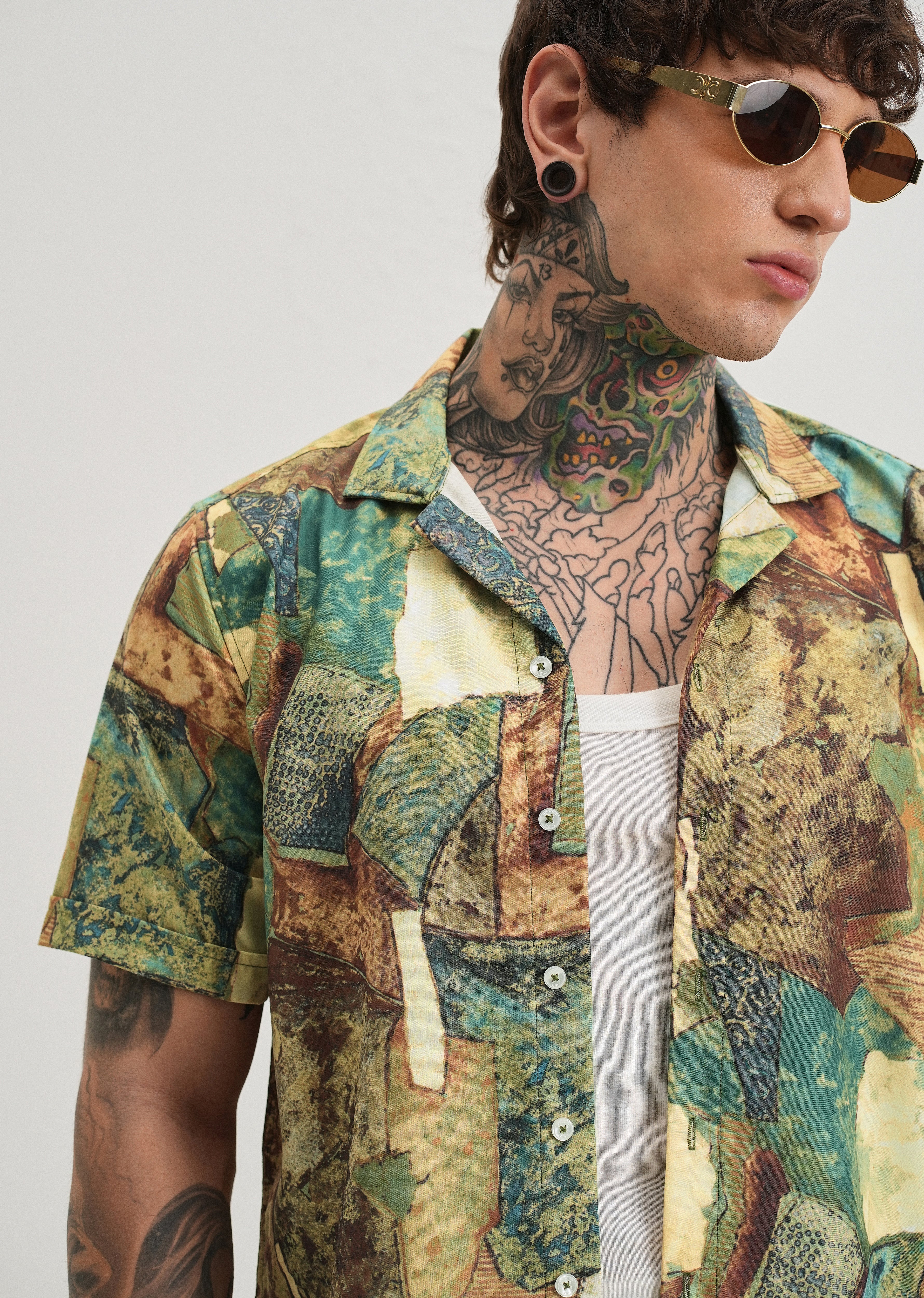 Mosaic Green Half Sleeve Shirt - Image 5