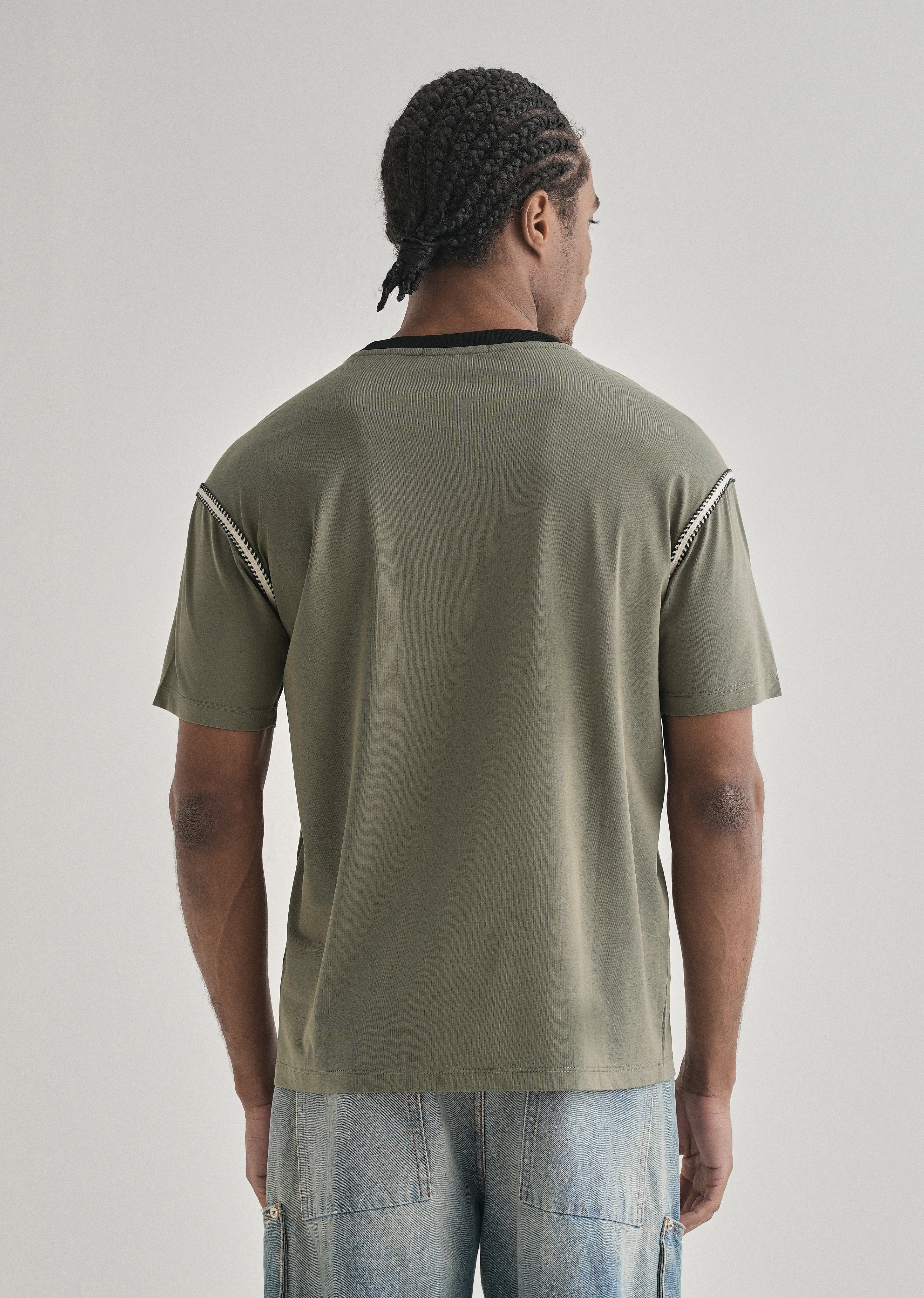 Moss Green Lace Applique T-shirt - Image 2