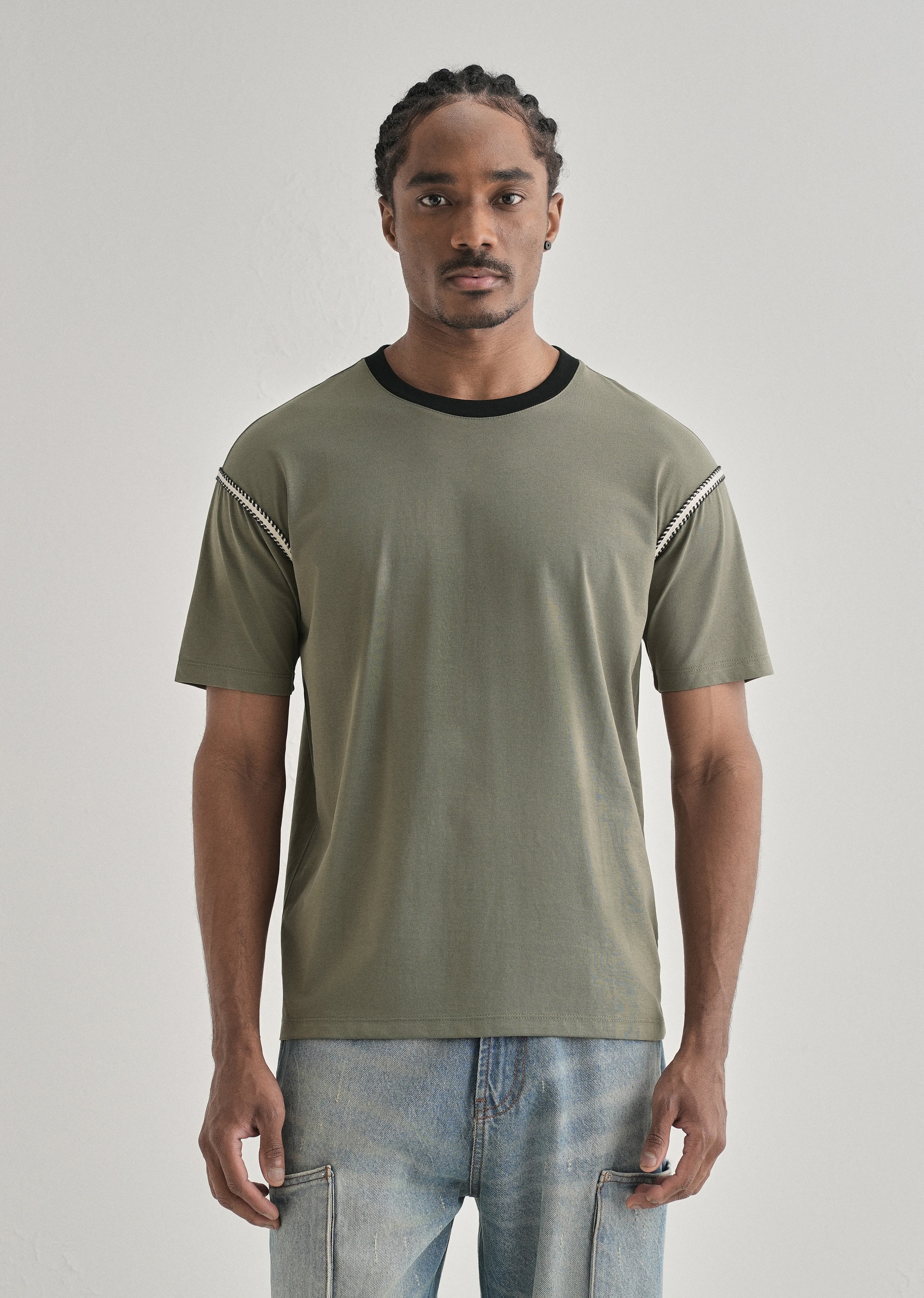 Moss Green Lace Applique T-shirt - Image 3