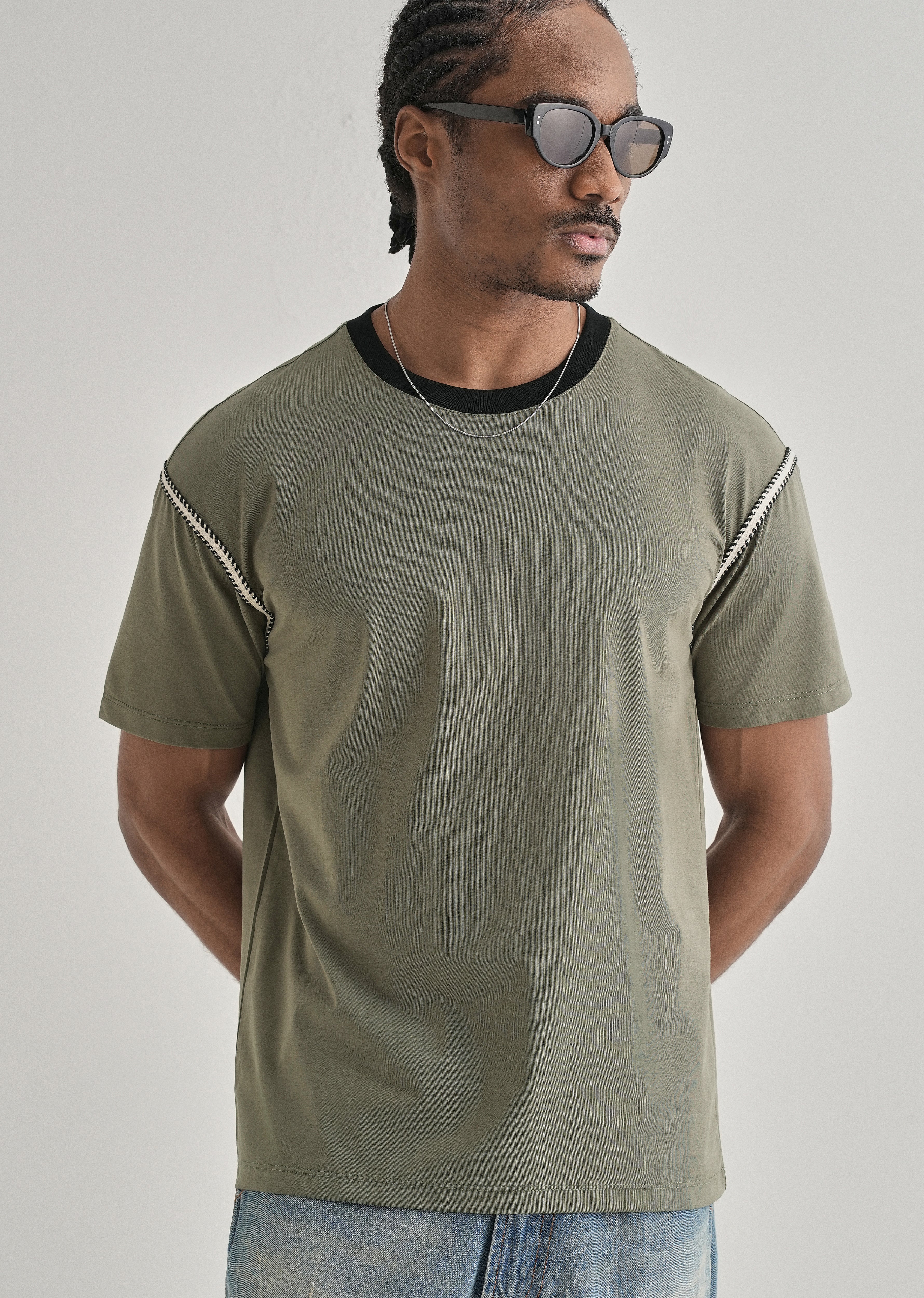 Moss Green Lace Applique T-shirt - Image 7