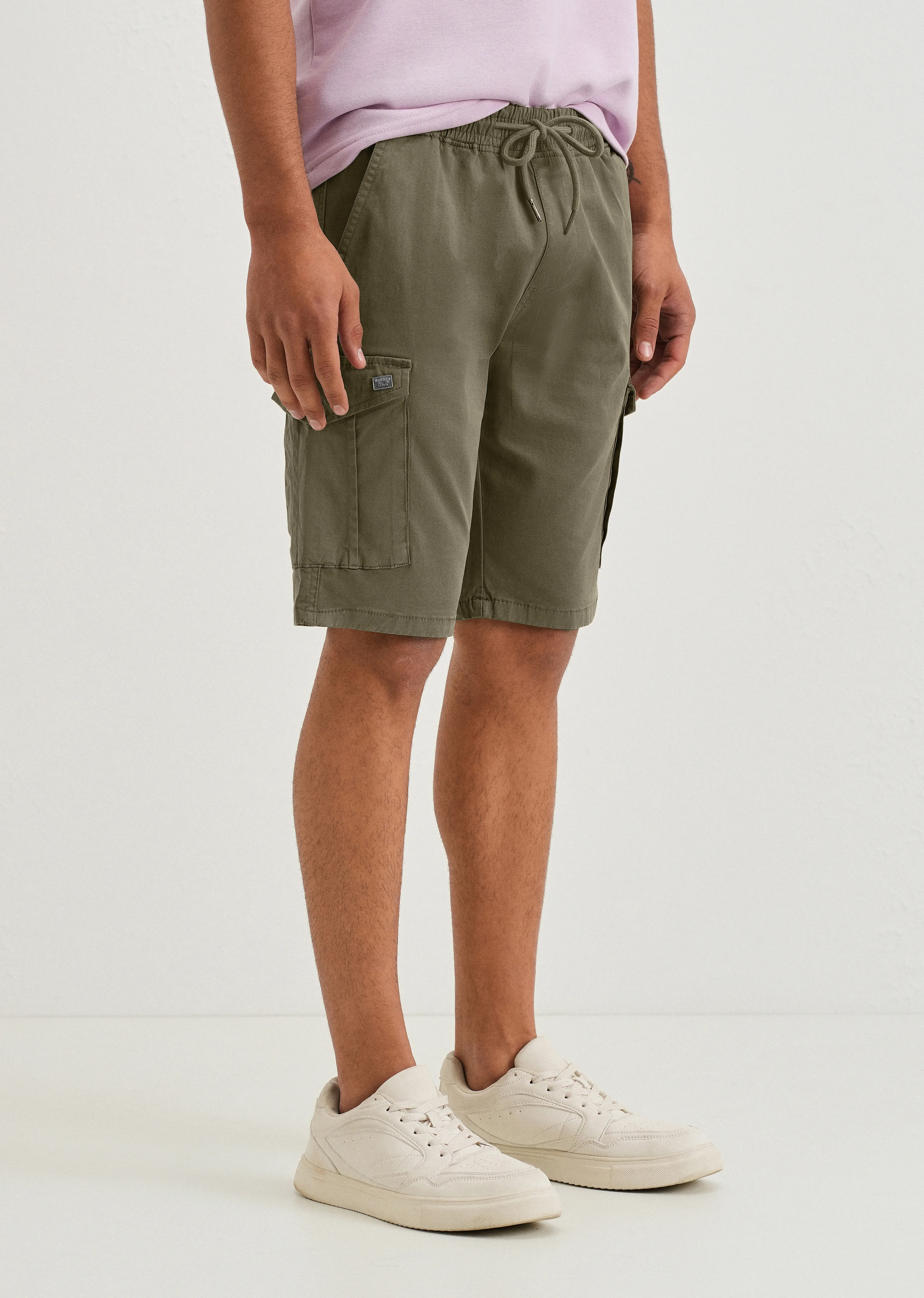 Moss Green Cotton Cargo Shorts - Image 7