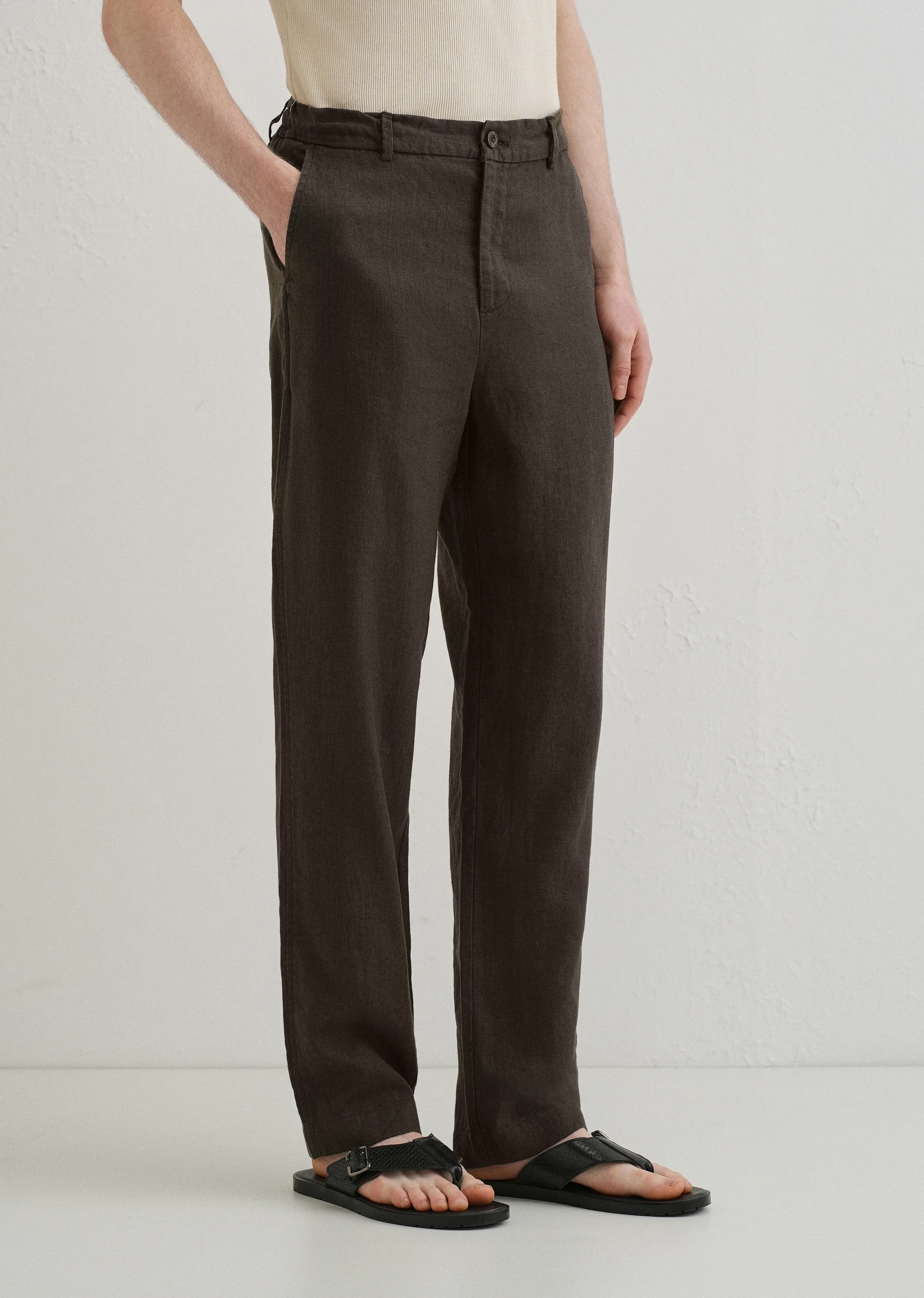 Mud Brown Linen pant - Image 4