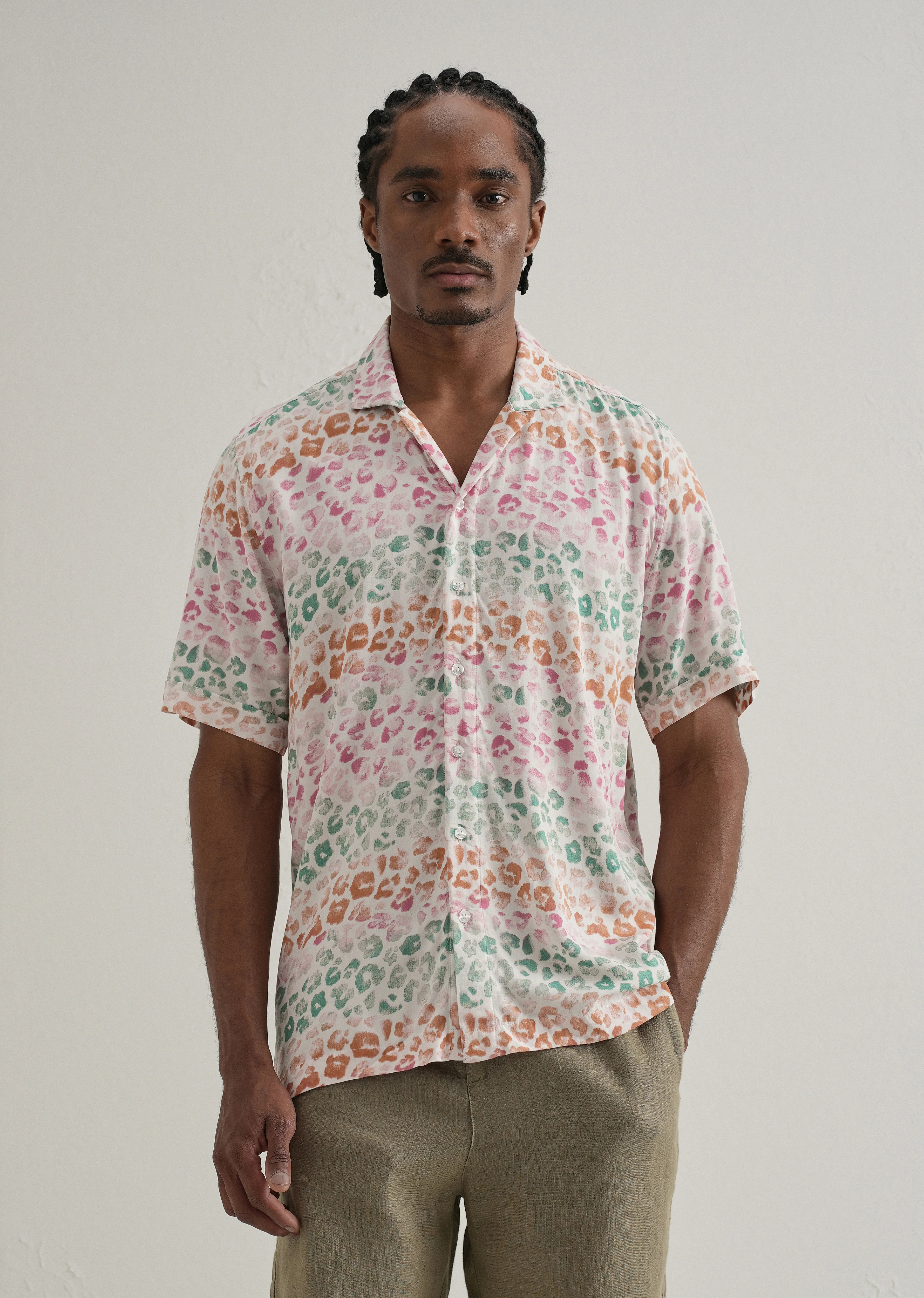 Multi coloured Panthera Print Half sleeve shirt - Image 3