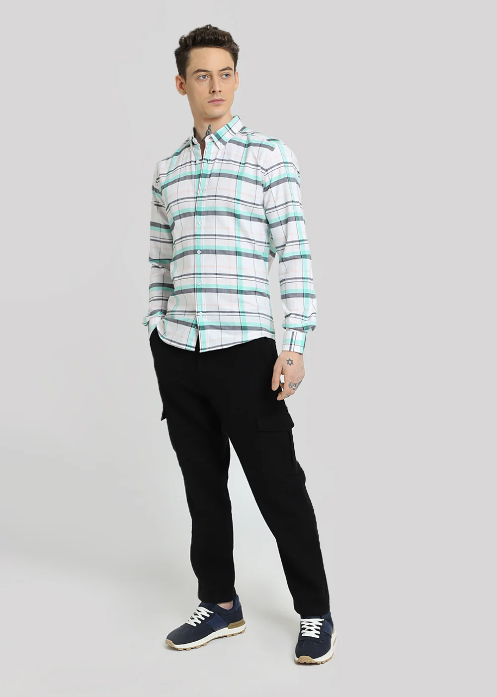 Multi Plaid Oxford Cotton Check Shirt - Image 4