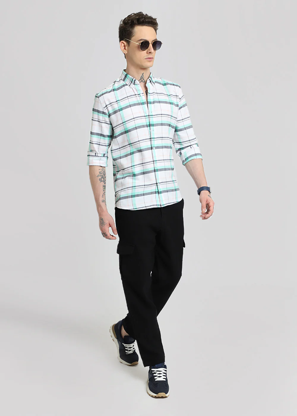 Multi Plaid Oxford Cotton Check Shirt - Image 8