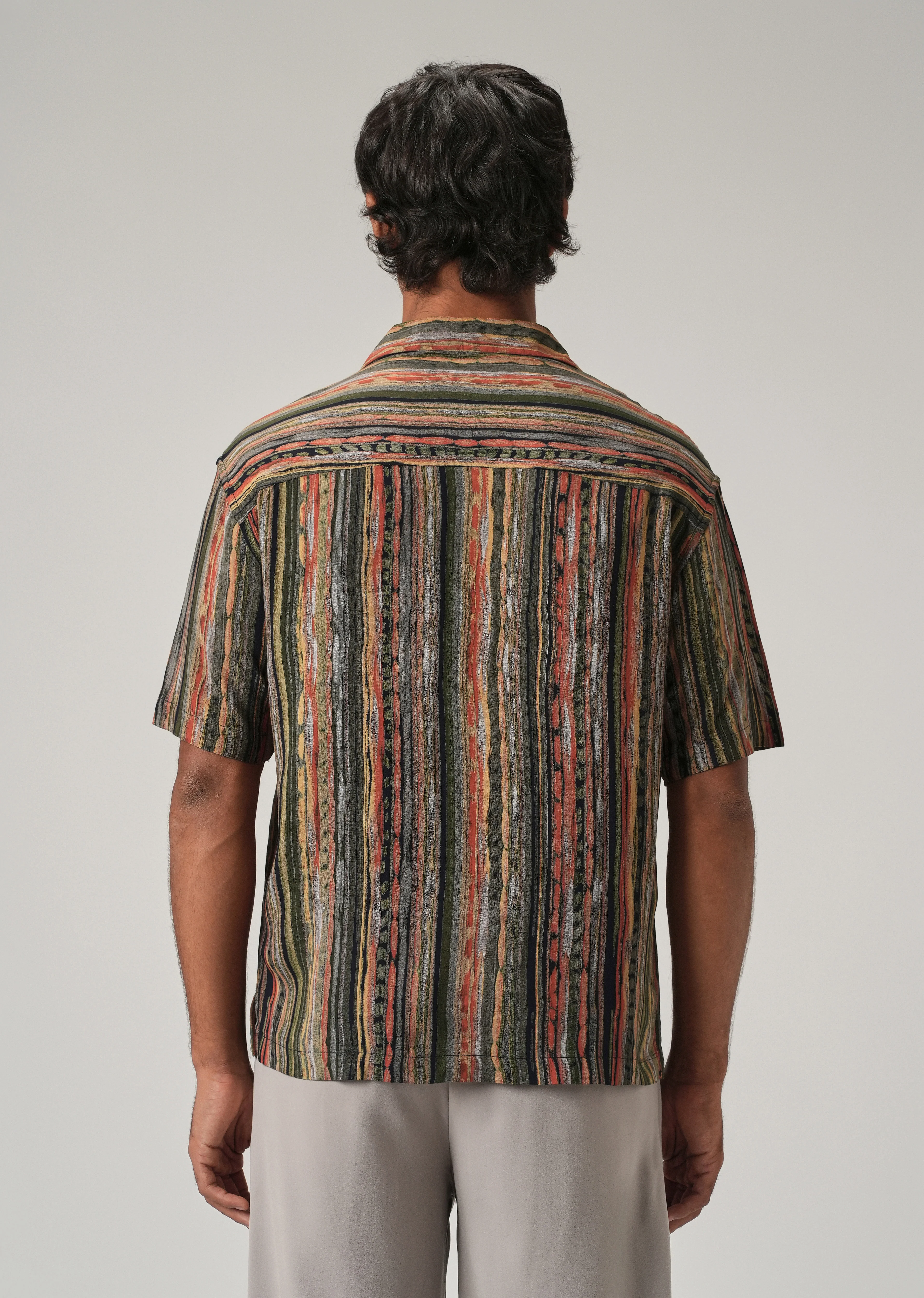 Multi-Stripe Oversized Feather Shirt - Image 2