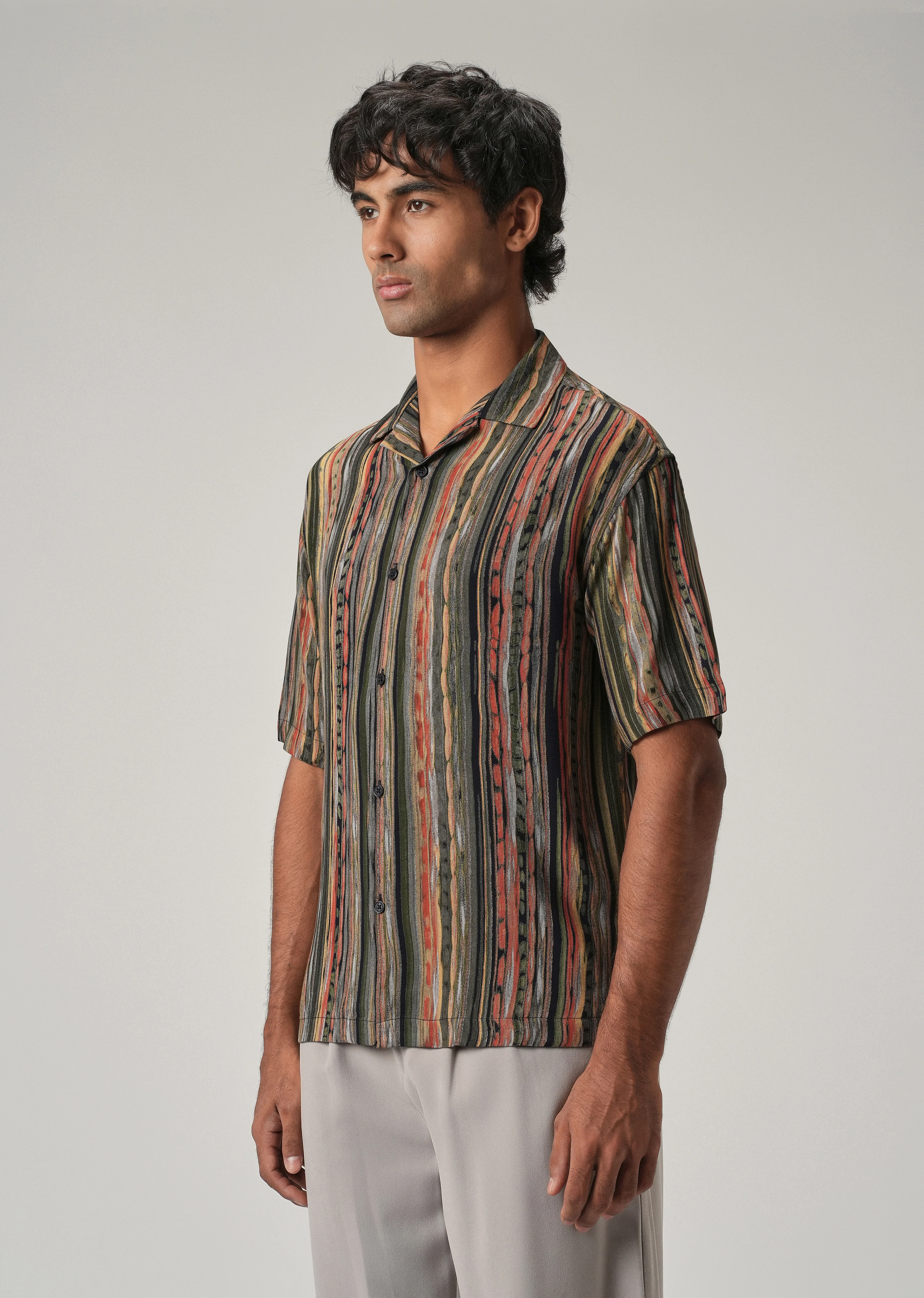 Multi-Stripe Oversized Feather Shirt - Image 4
