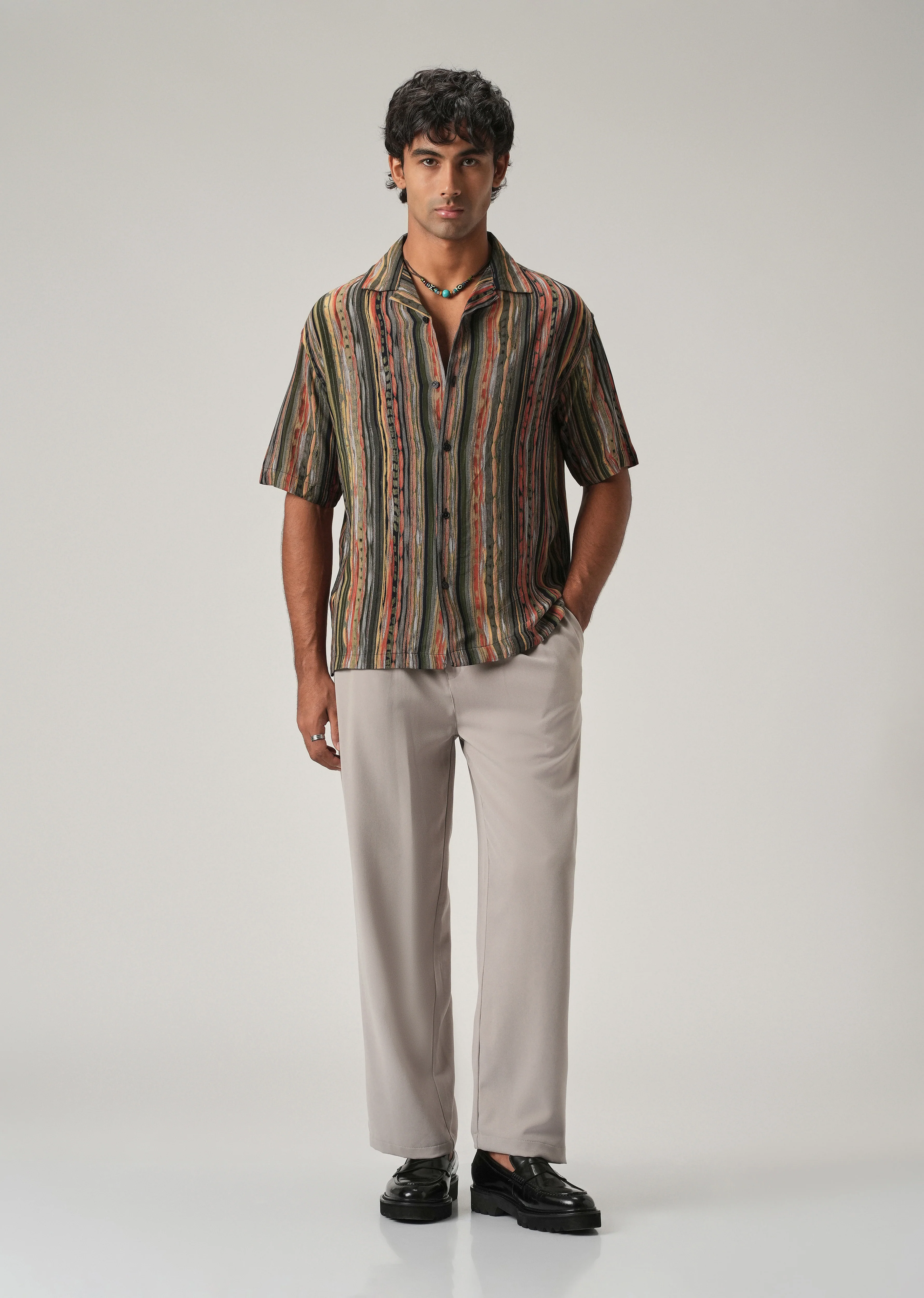 Multi-Stripe Oversized Feather Shirt - Image 6