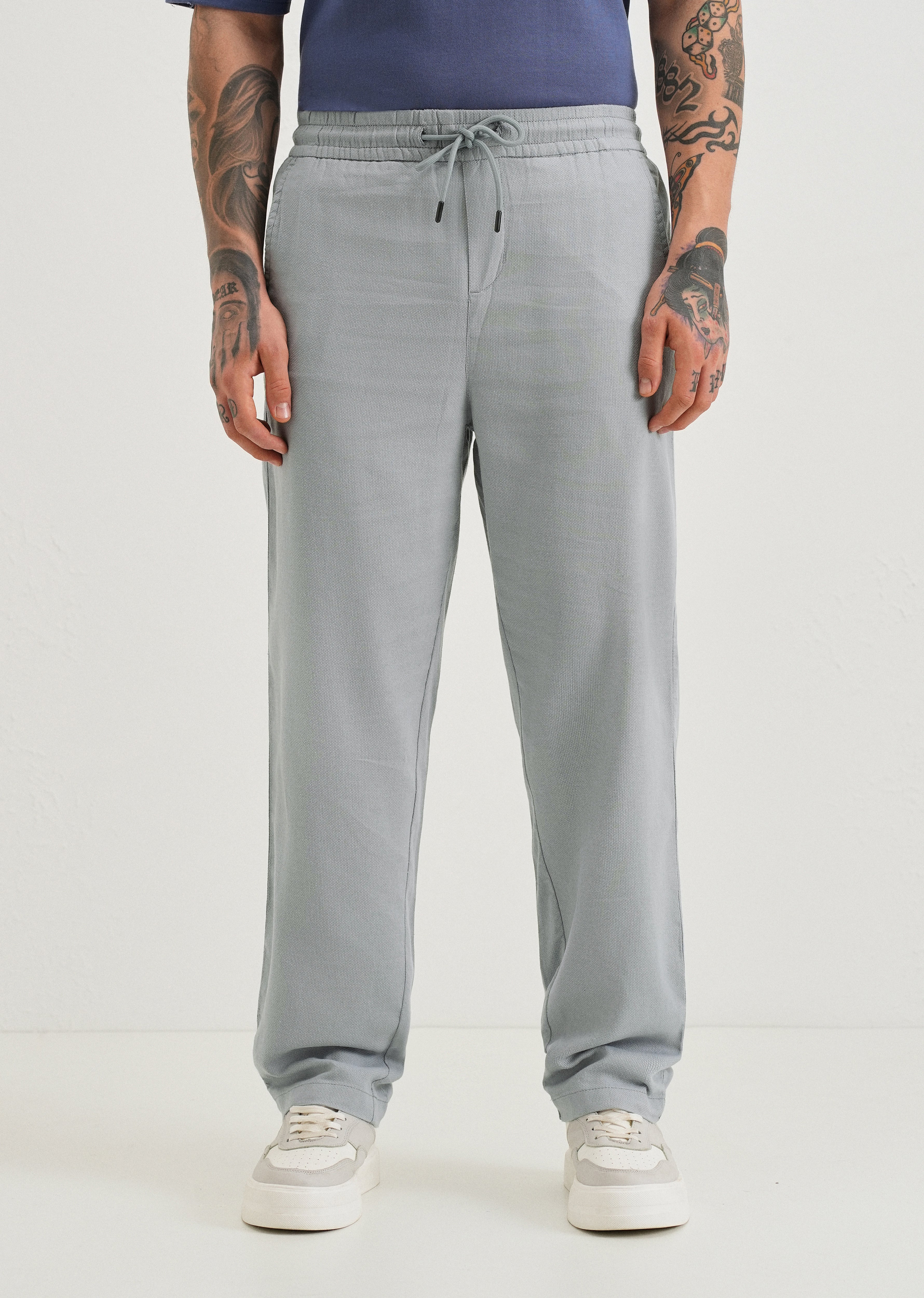 Mystic Blue Textured Pants - Image 3