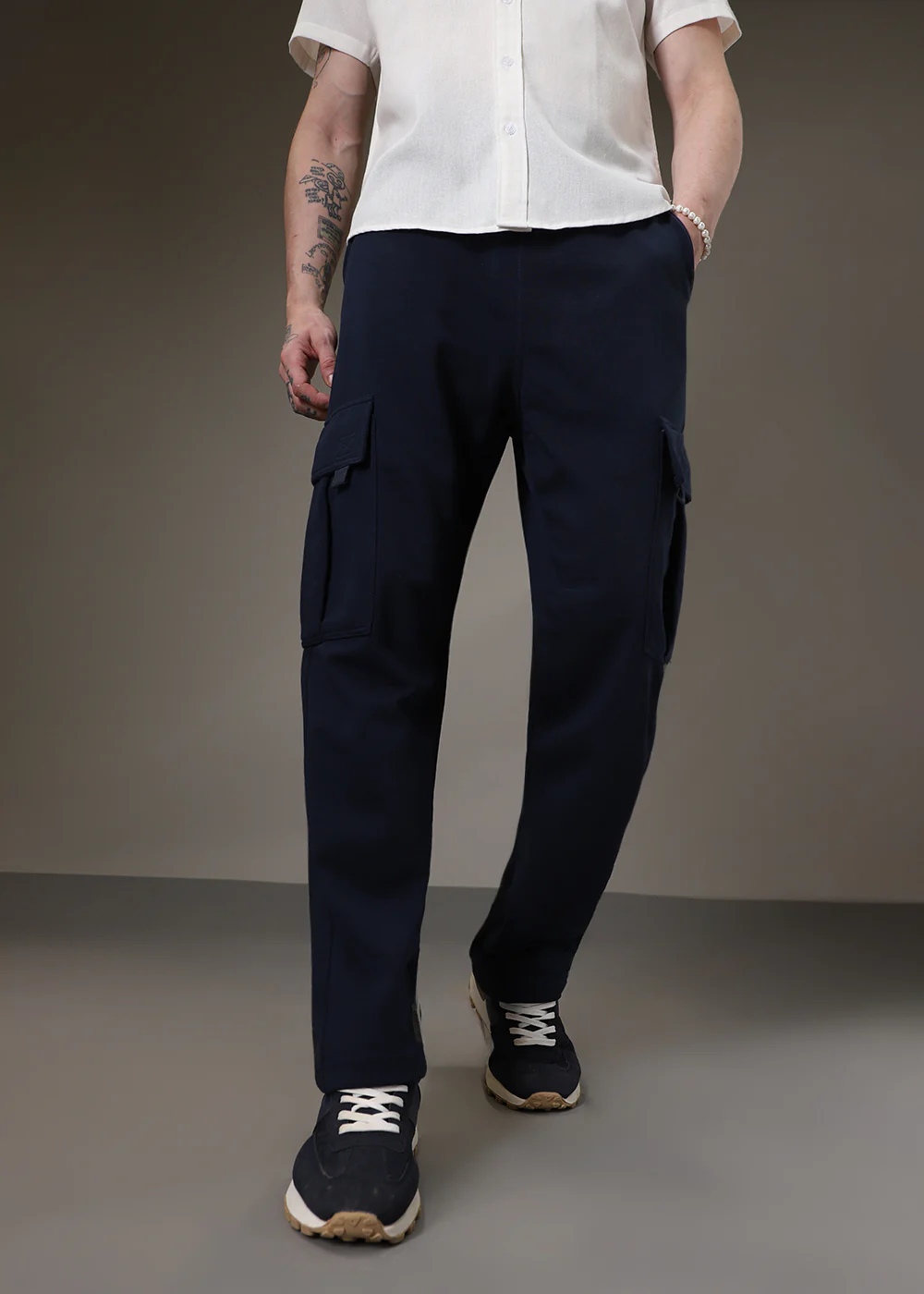 Navy Blue Cargo Joggers - Image 3
