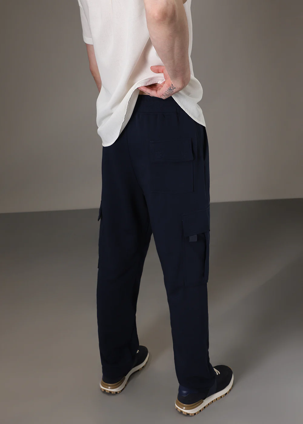 Navy Blue Cargo Joggers - Image 4