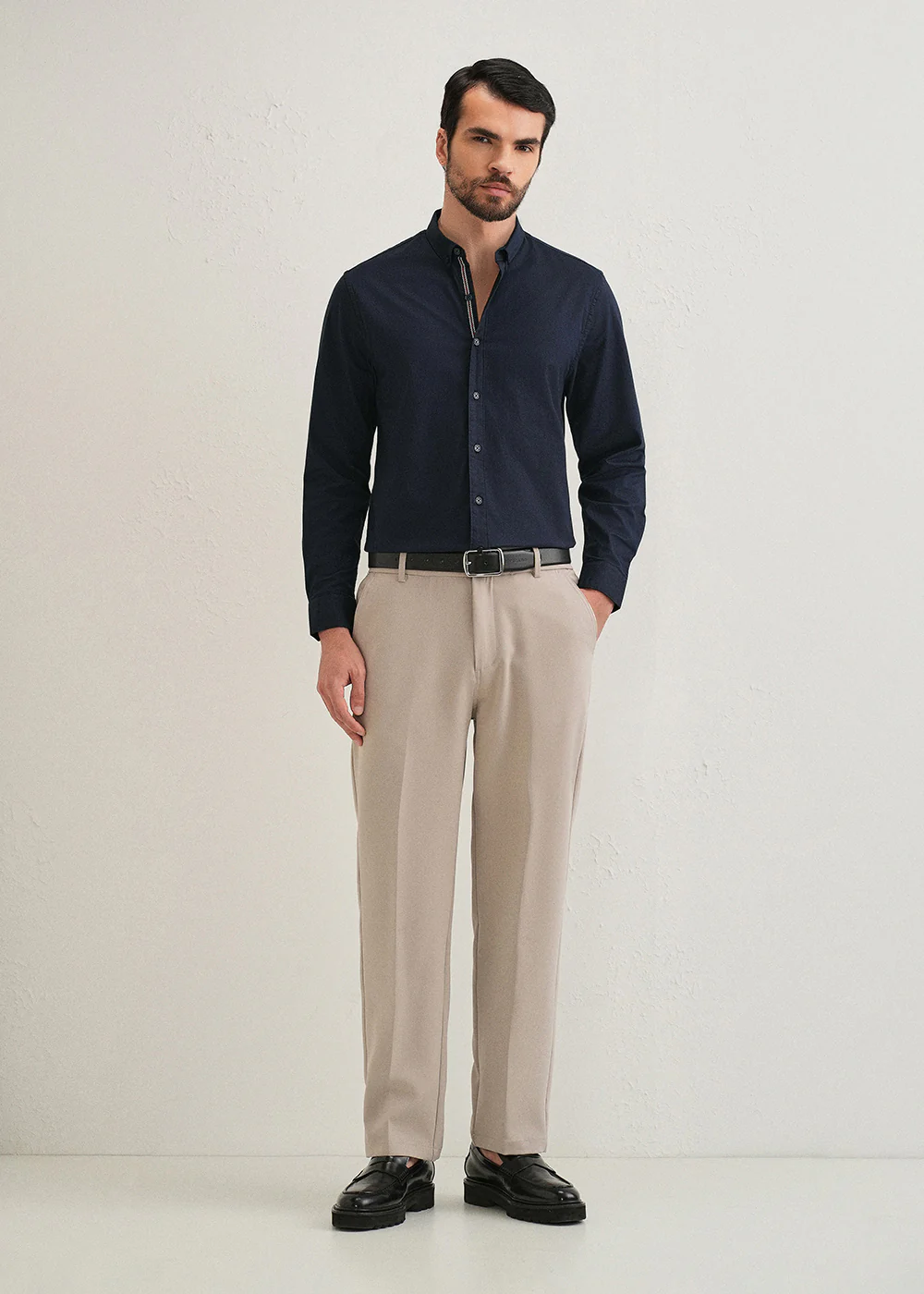 Navy Blue Contrast Placket Shirt - Image 7