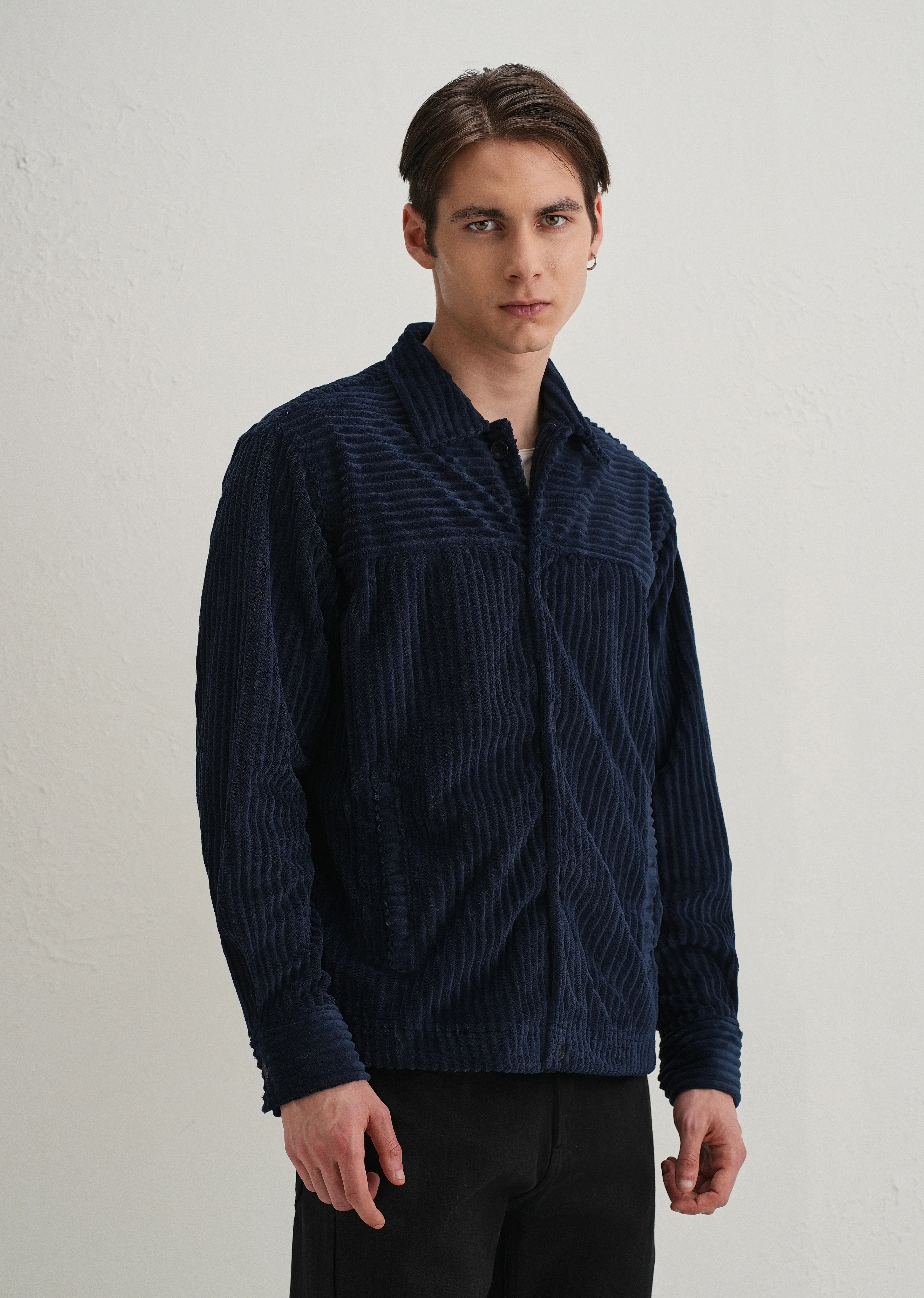 Navy Blue Corduroy Shacket - Image 5
