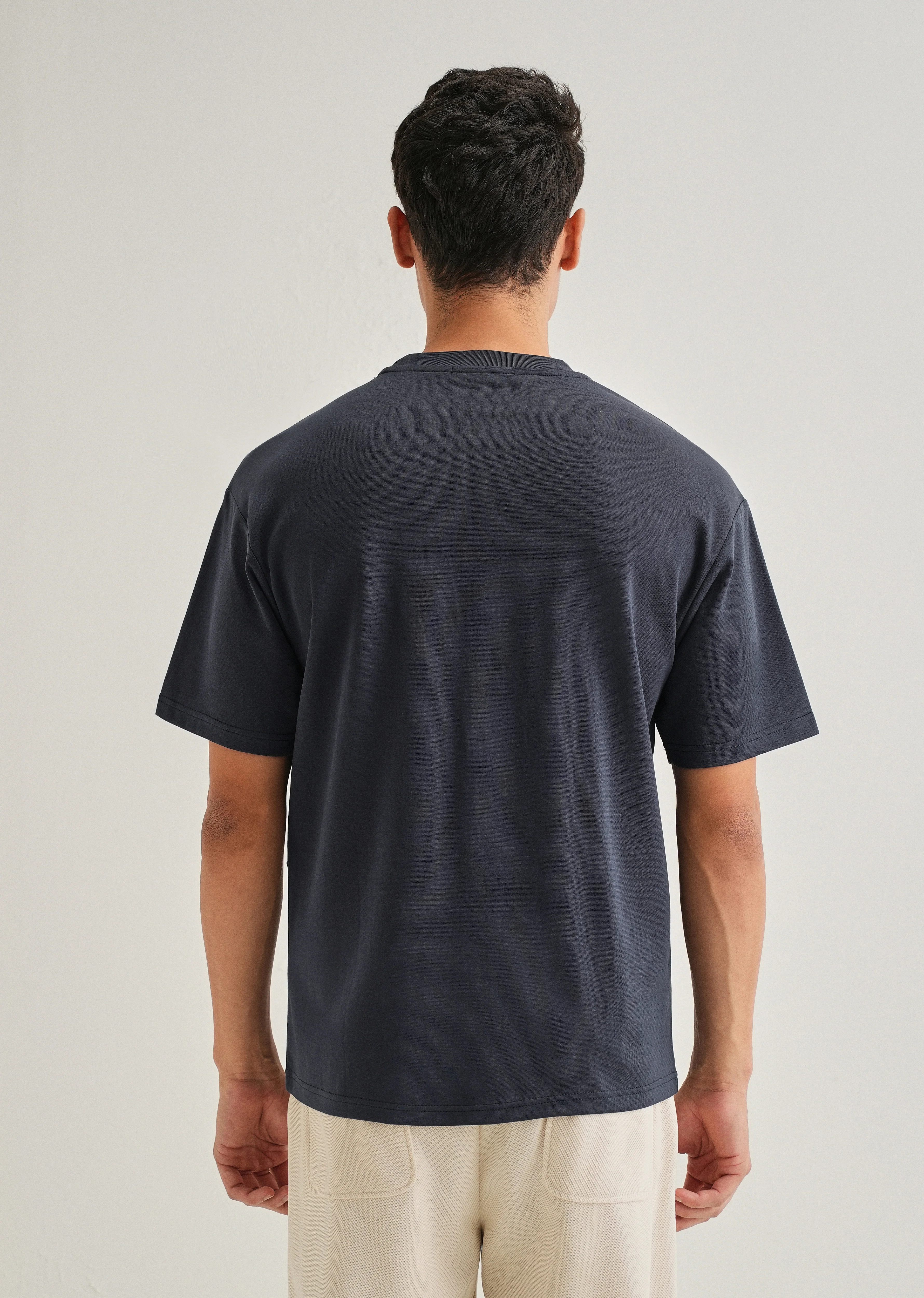 Navy Blue Cut & Sew Oversized T-shirt - Image 2