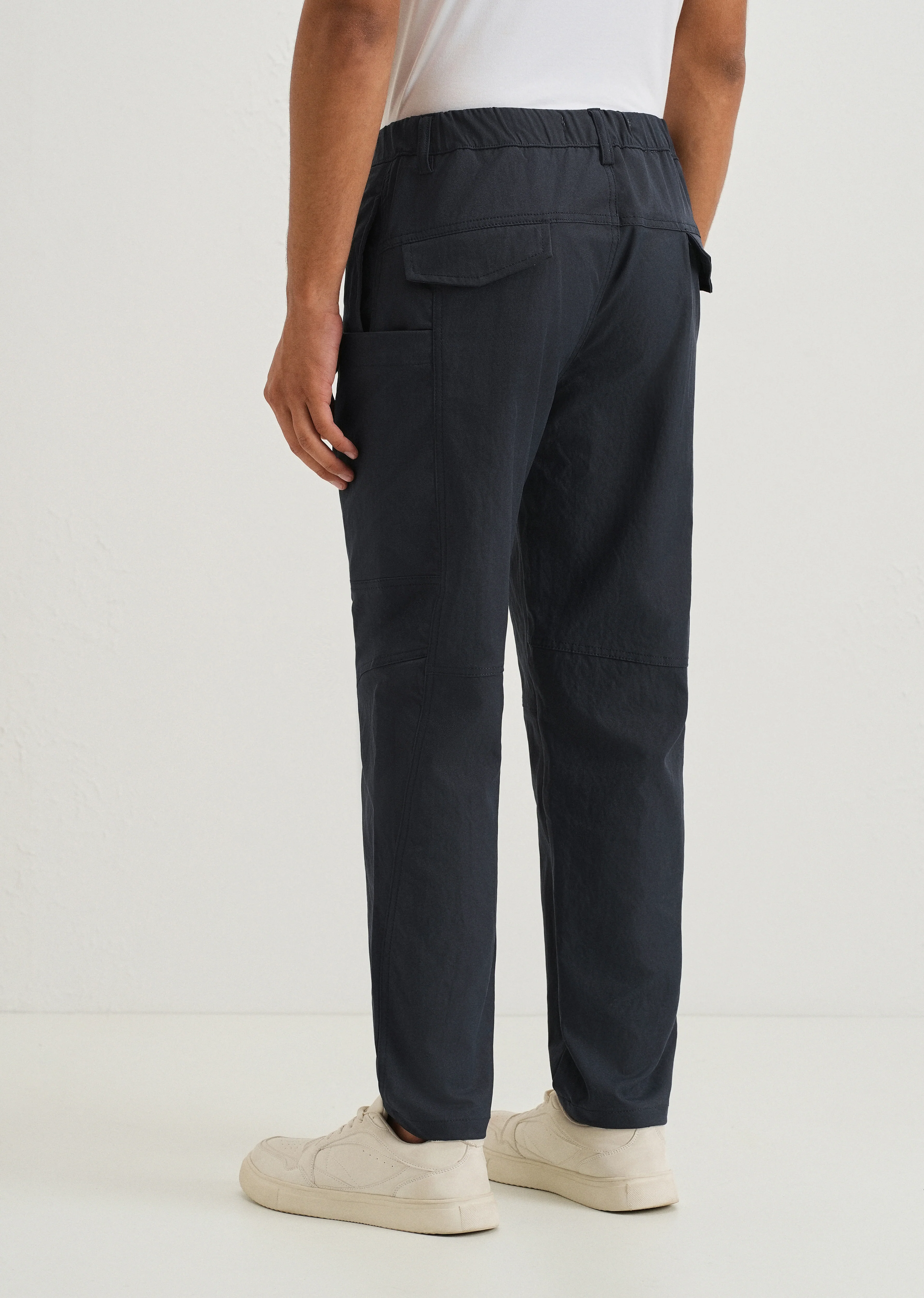 Navy Blue Drawstring Panel Cargo Pant - Image 2