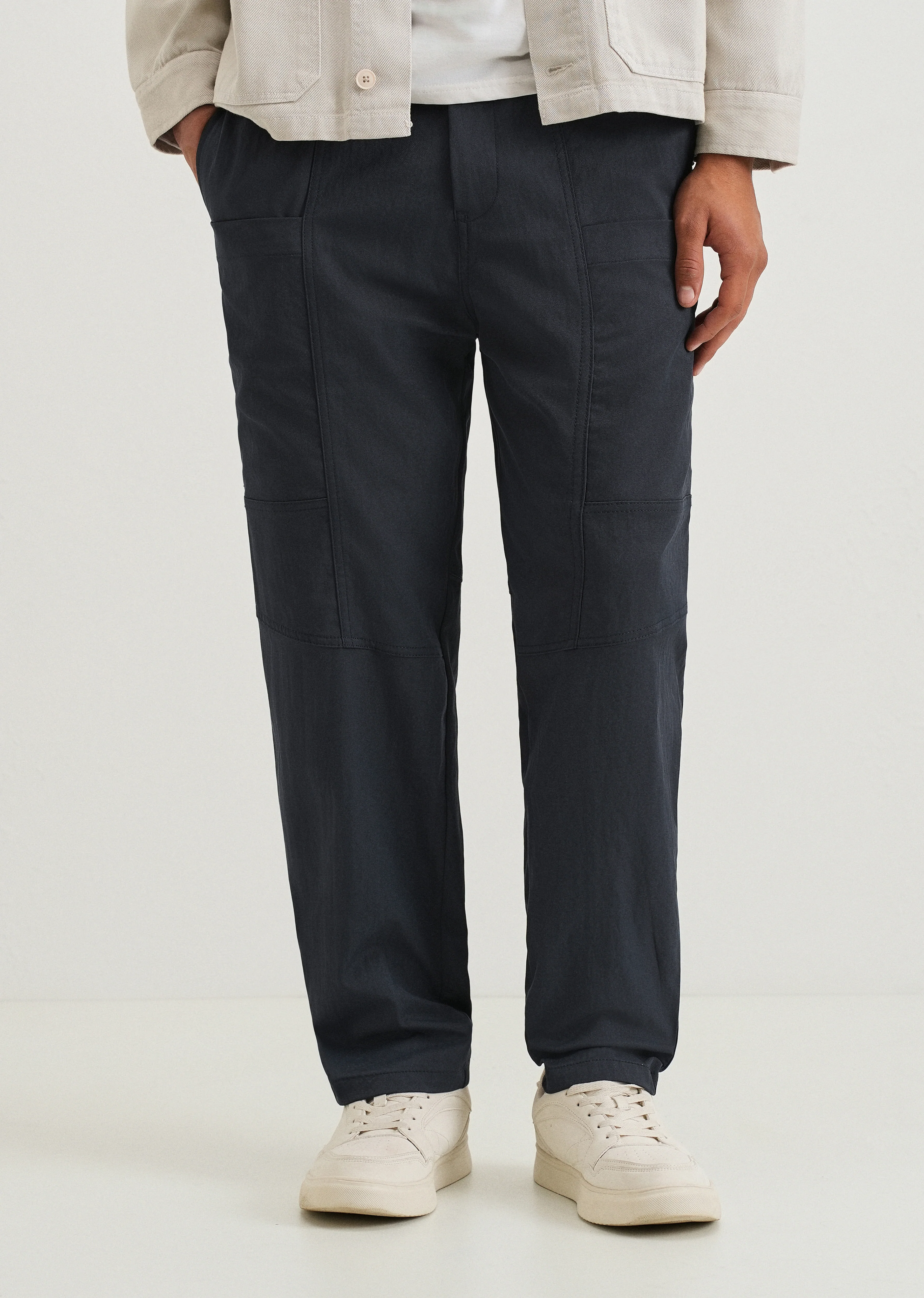 Navy Blue Drawstring Panel Cargo Pant - Image 7