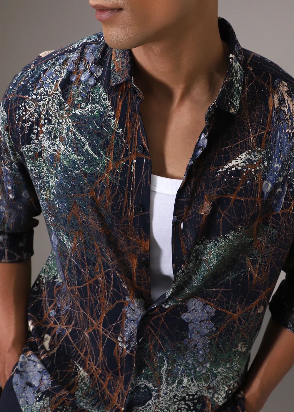 Navy Blue Grove Feather Shirt - Image 2