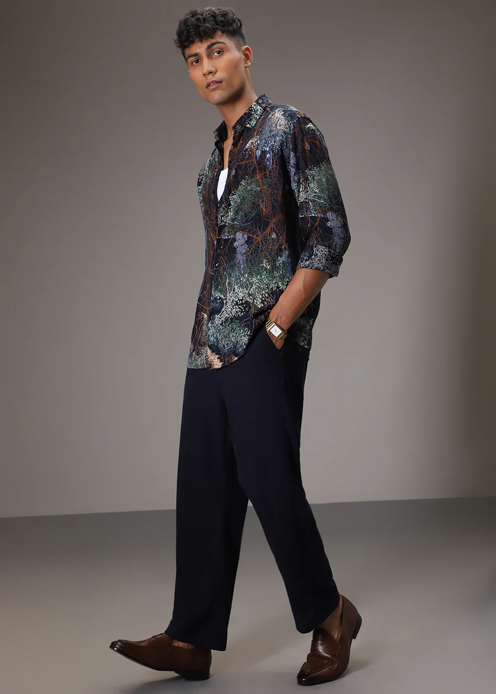 Navy Blue Grove Feather Shirt - Image 5