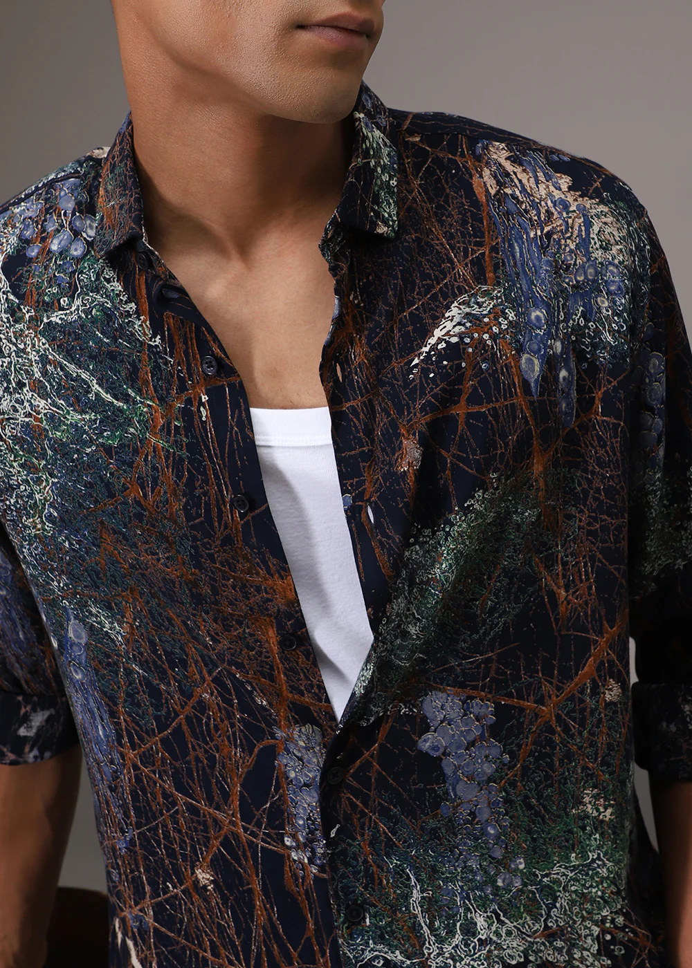 Navy Blue Grove Feather Shirt - Image 7