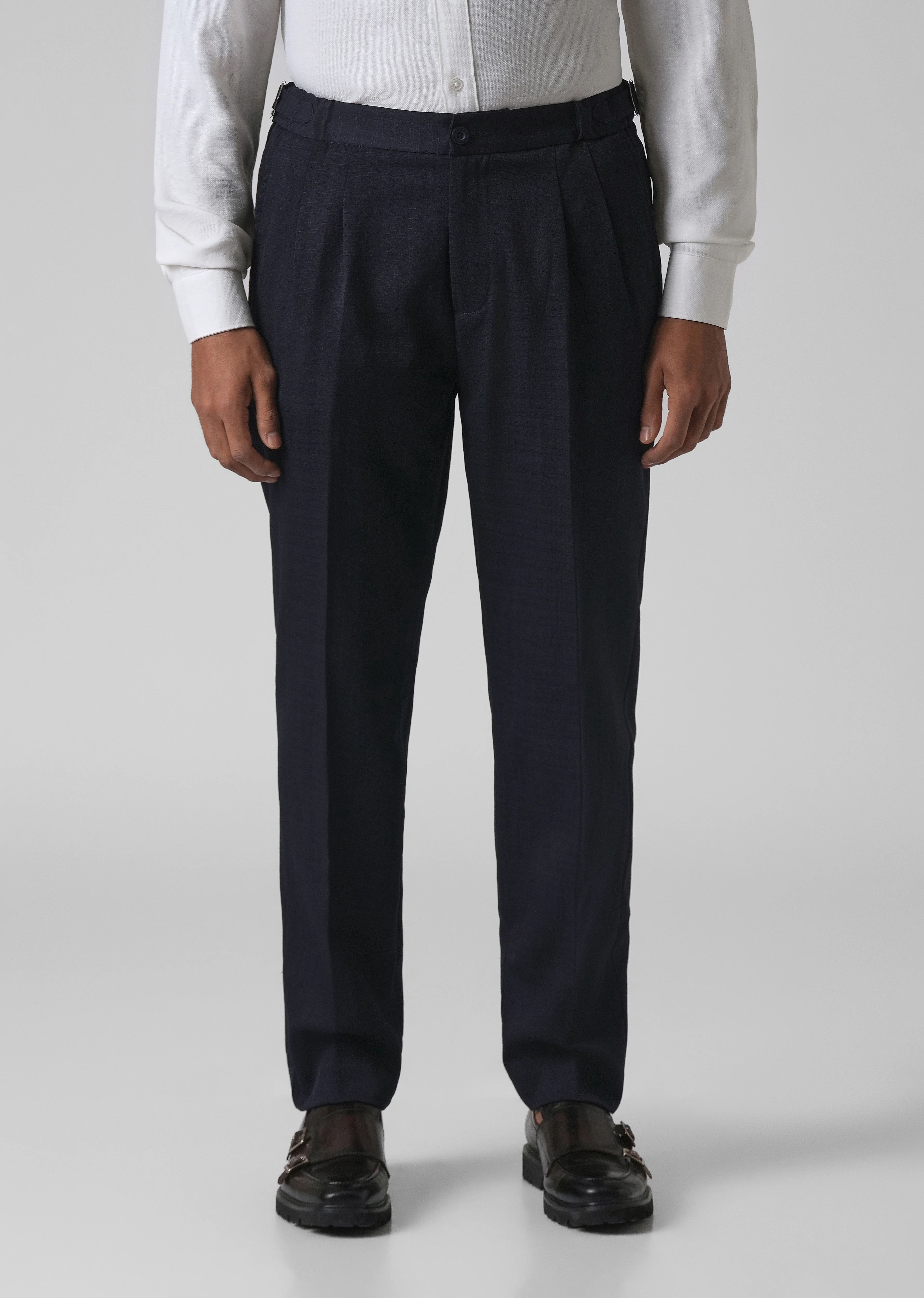 Navy Blue Pleated Gurkha Pant - Image 3